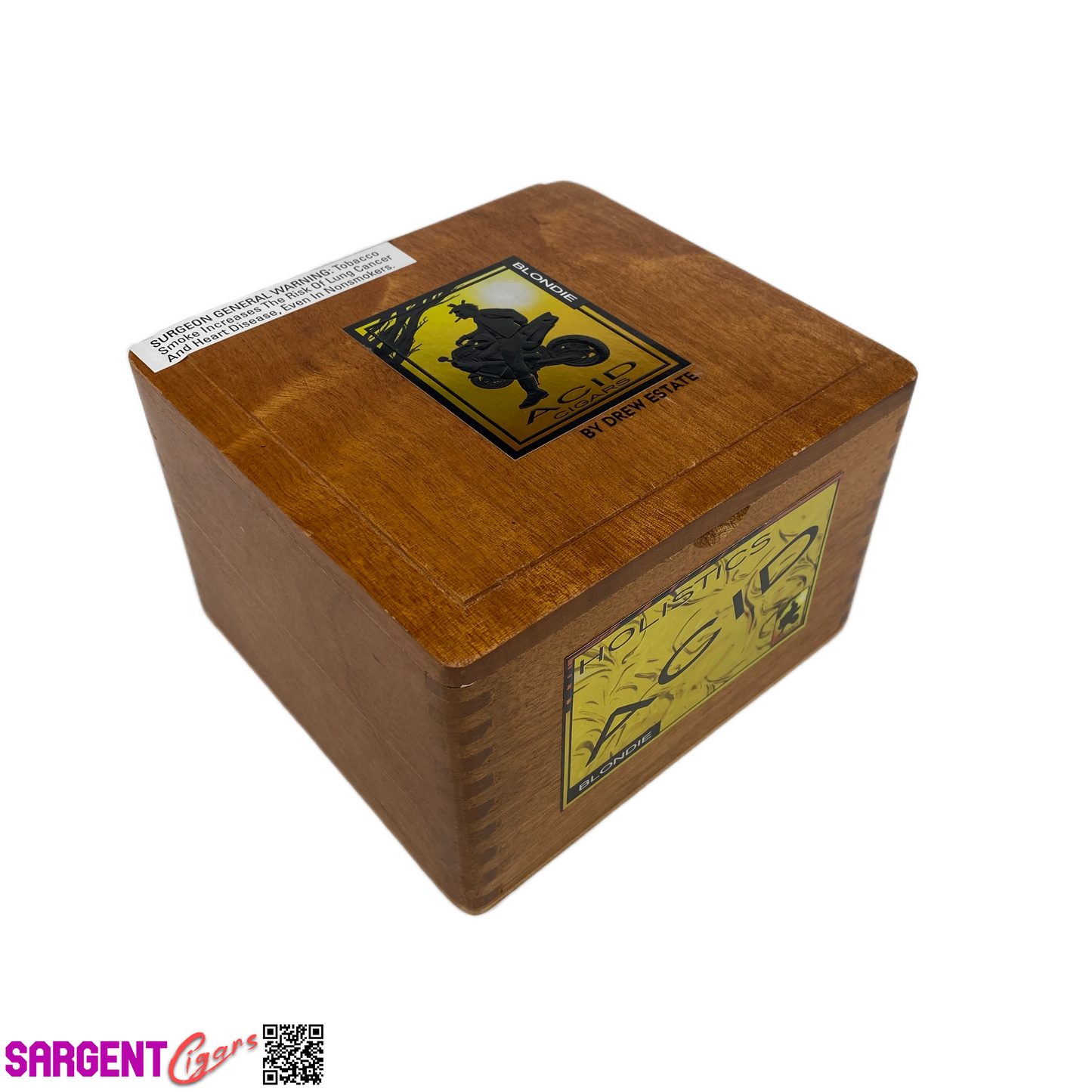 Acid Blondie Holistics Empty Wooden Cigar Box 6.5x6x4.25 (1)