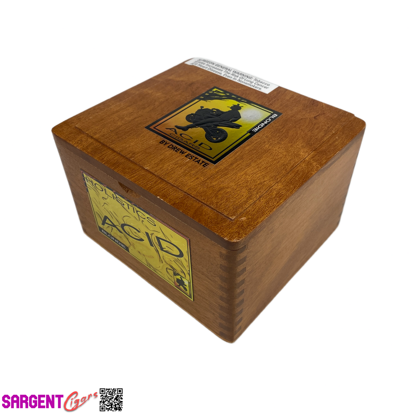Acid Blondie Holistics Empty Wooden Cigar Box 6.5x6x4.25 (1)