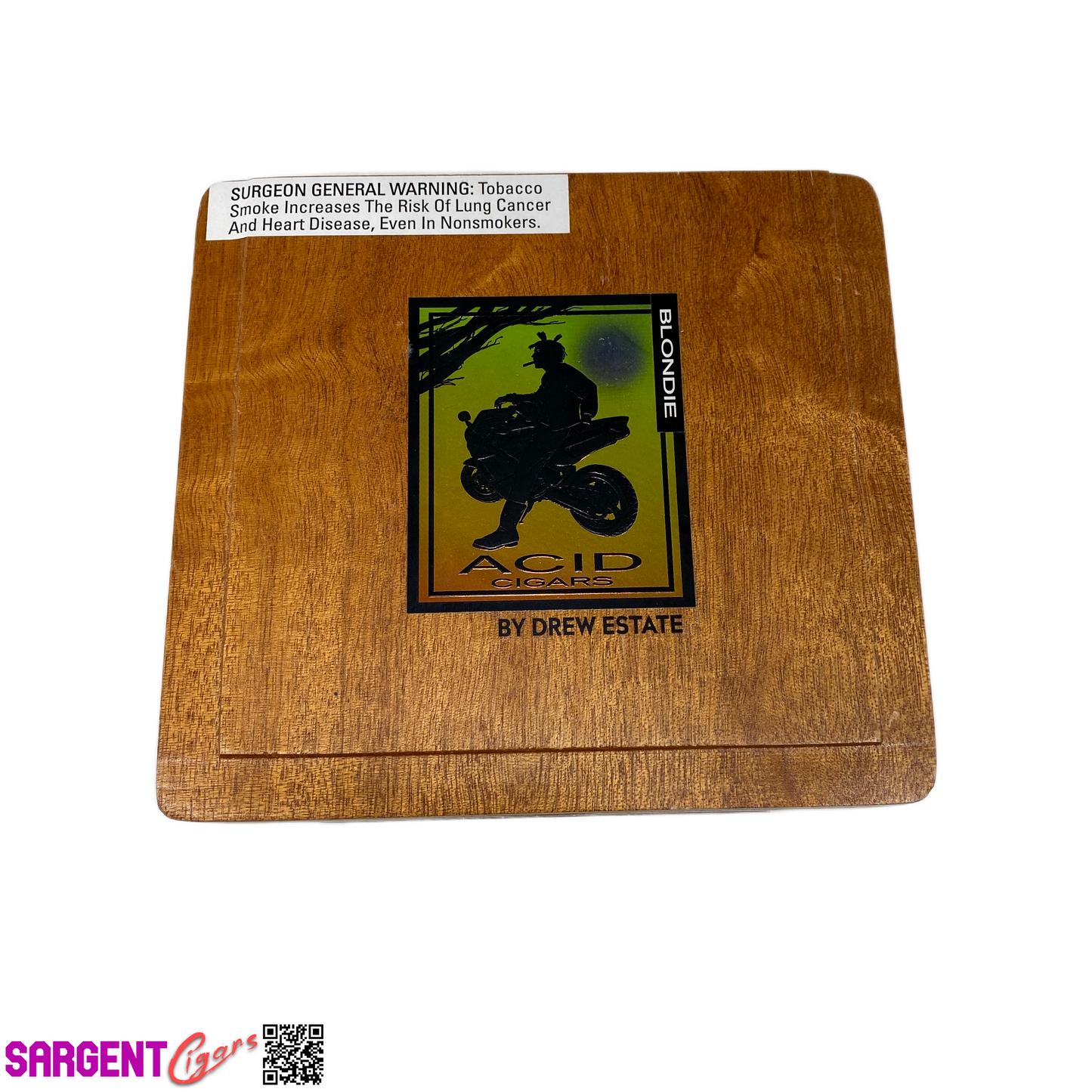 Acid Blondie Holistics Empty Wooden Cigar Box 6.5x6x4.25 (1)