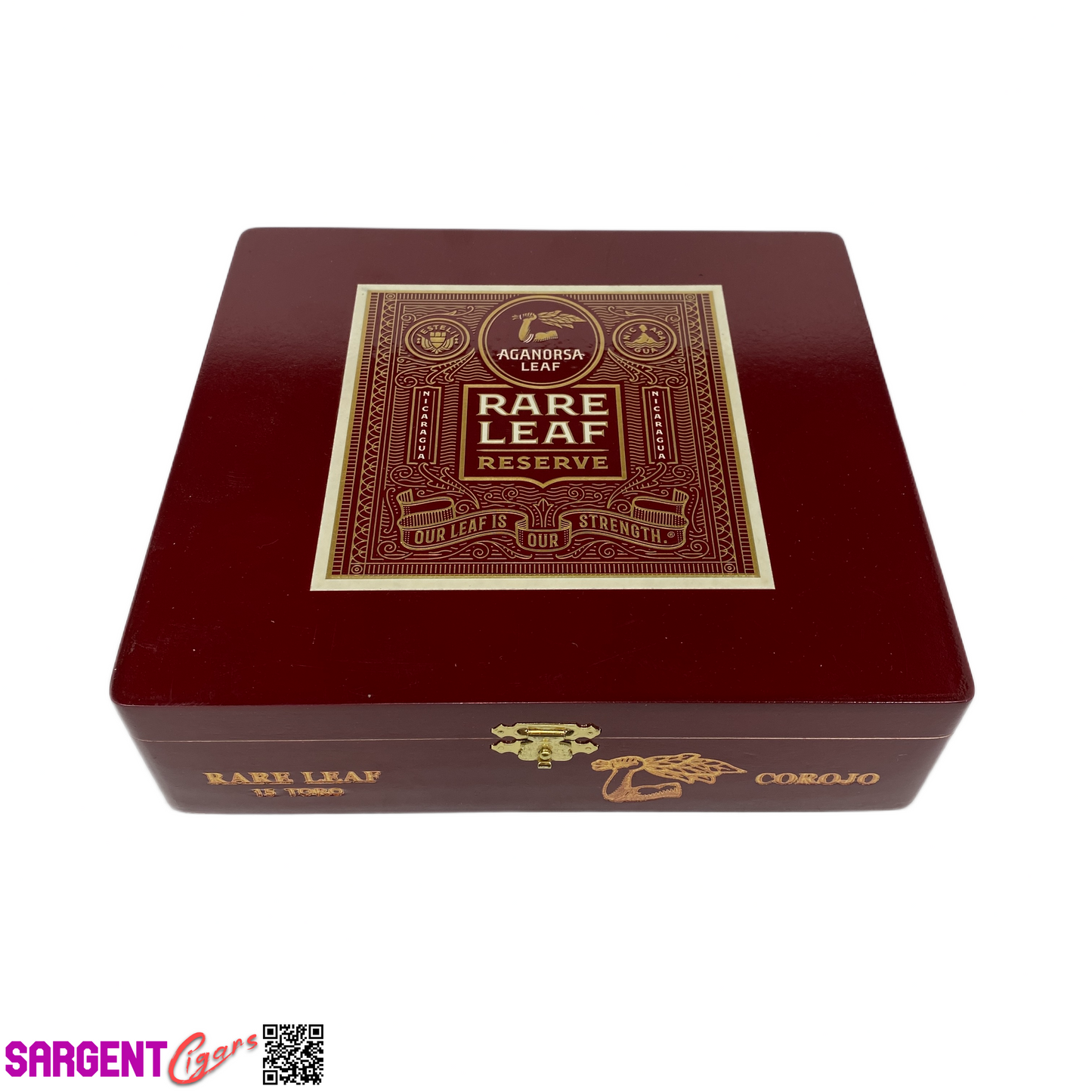 Aganorsa Leaf Rare Leaf Corojo Toro Empty Wooden Cigar Box 7.75x7.25x2
