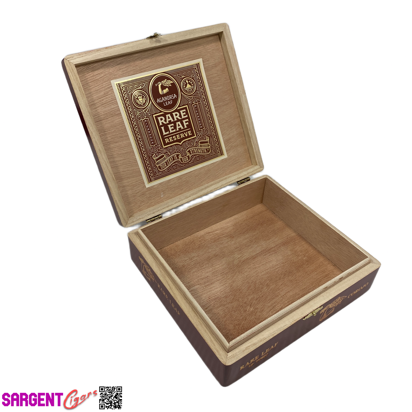 Aganorsa Leaf Rare Leaf Corojo Toro Empty Wooden Cigar Box 7.75x7.25x2