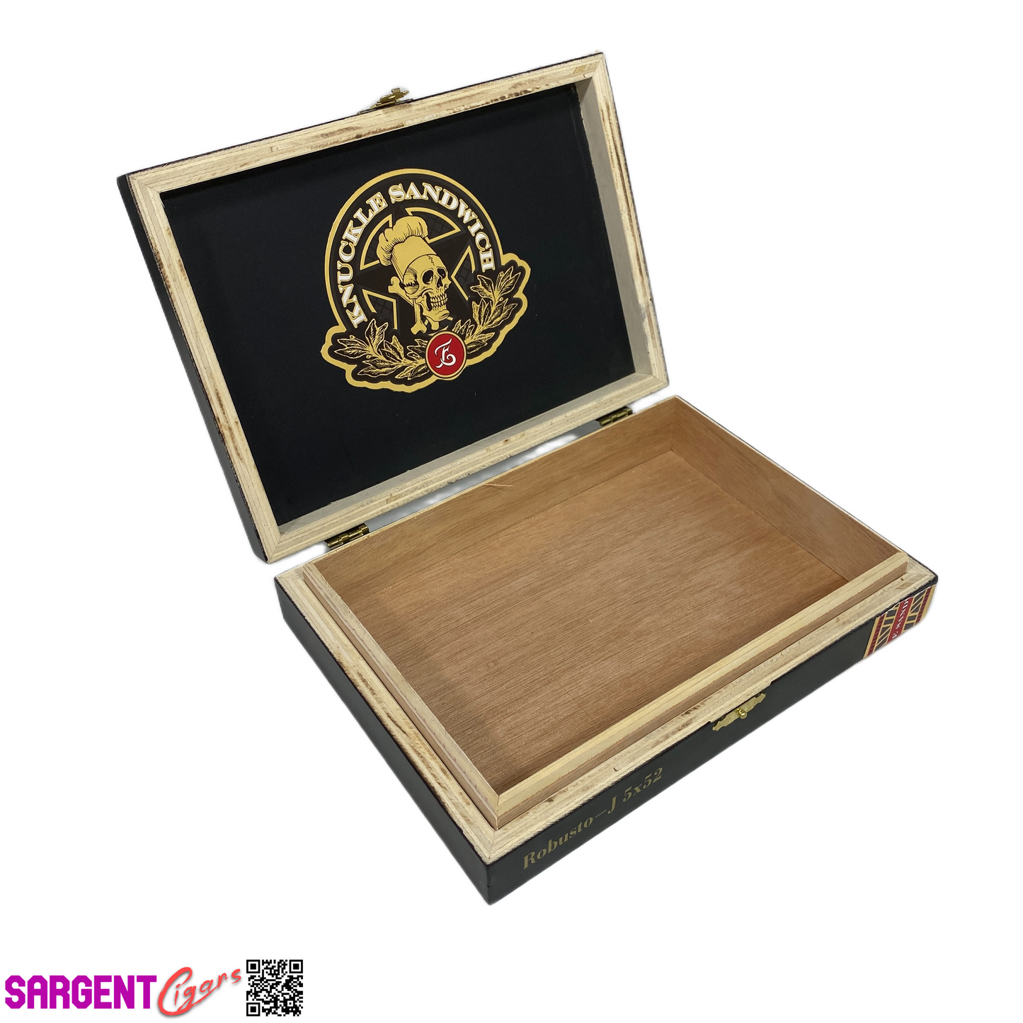 Guy Fieri Knuckle Sandwich Maduro Robusto Empty Wooden Cigar Box 8.5x6.25x1.75