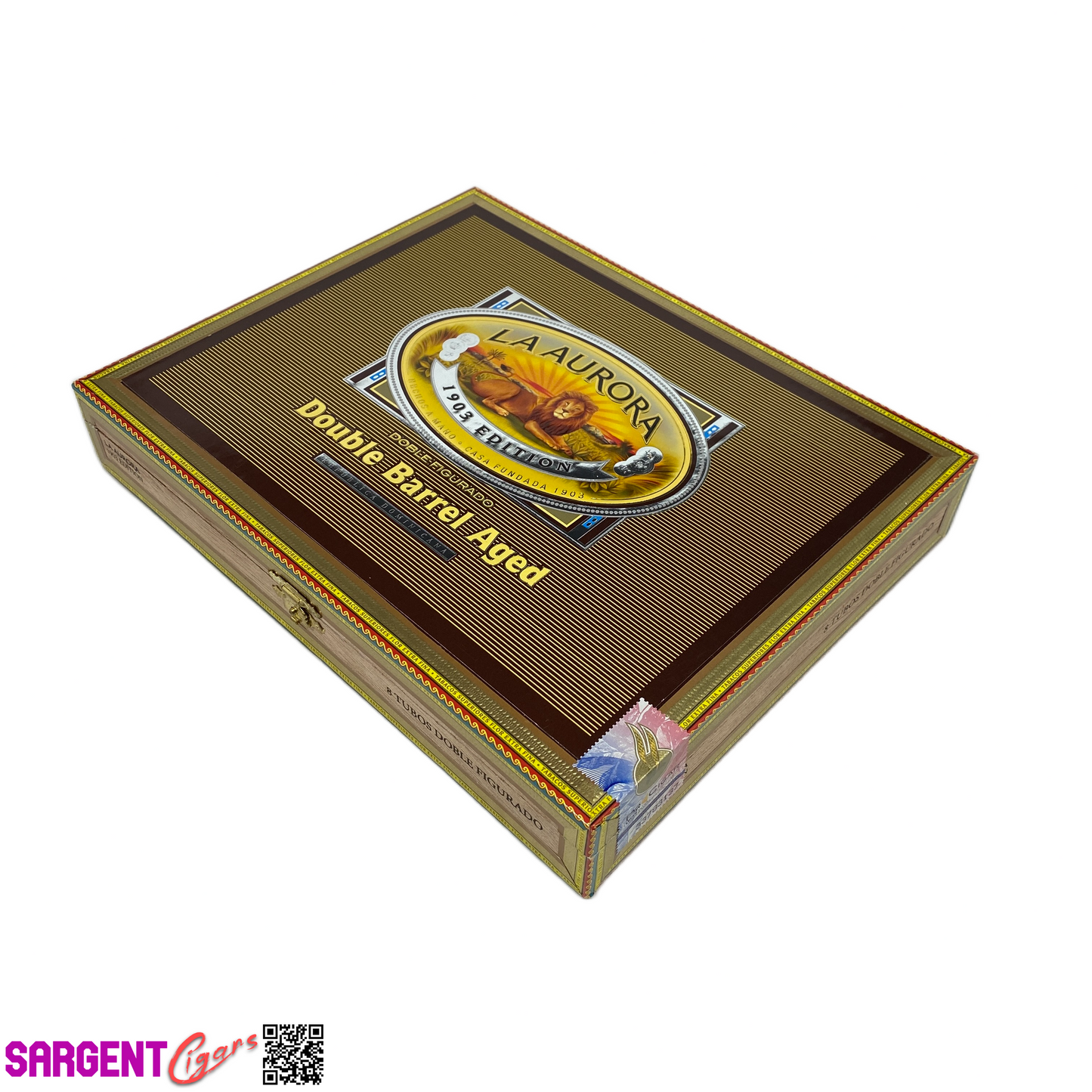 La Aurora Doble Figurado Empty Wooden Cigar Box 10x8x1.5
