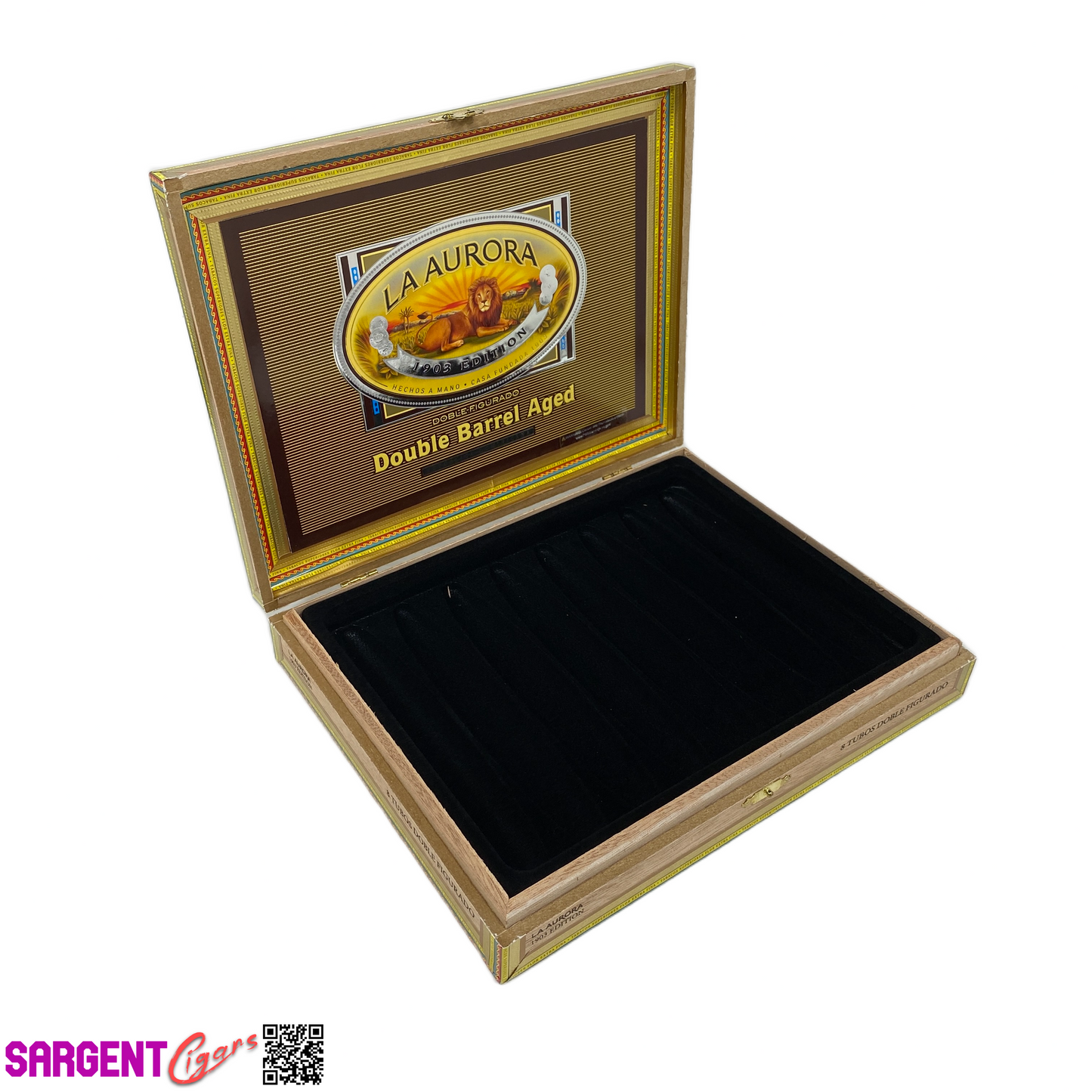 La Aurora Doble Figurado Empty Wooden Cigar Box 10x8x1.5