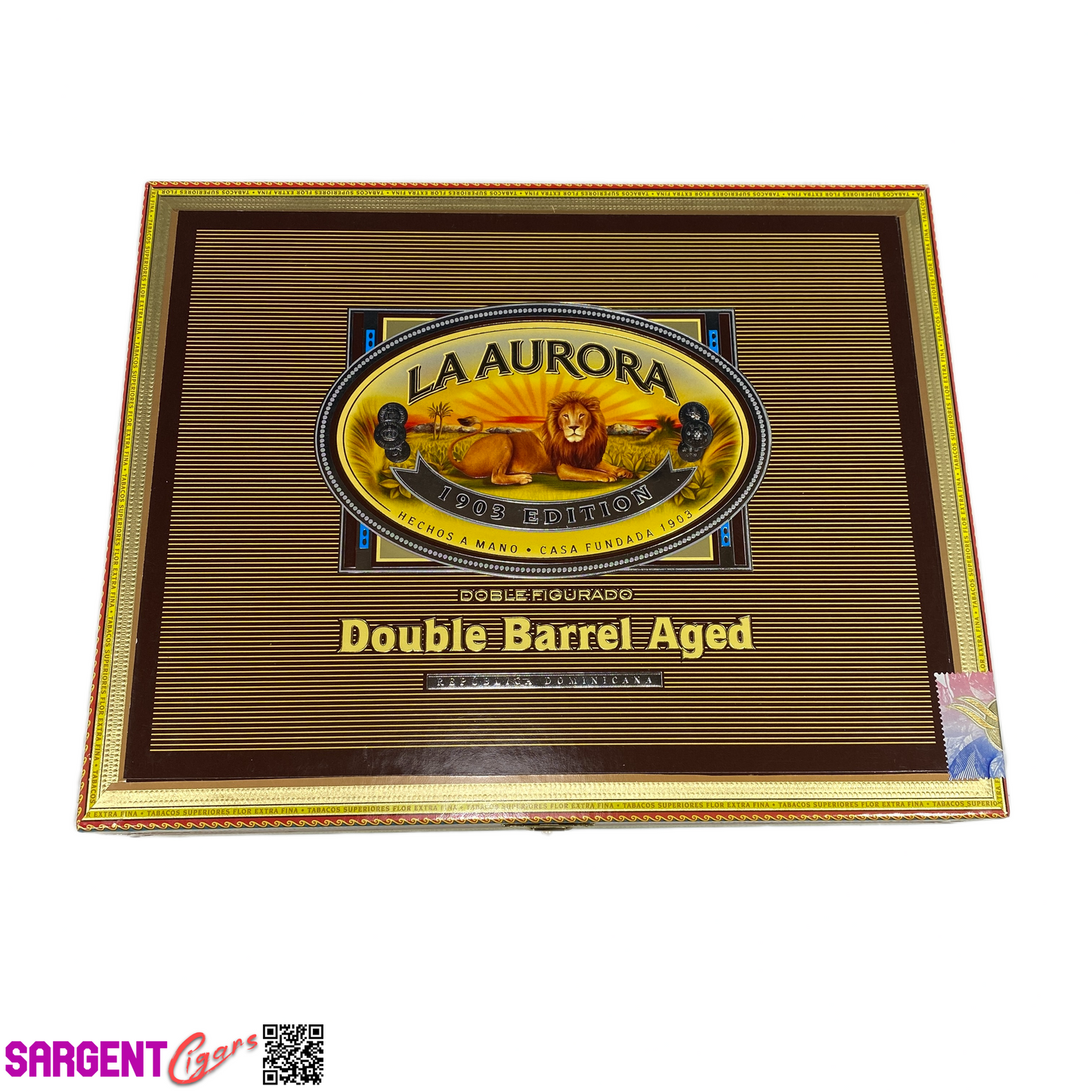 La Aurora Doble Figurado Empty Wooden Cigar Box 10x8x1.5