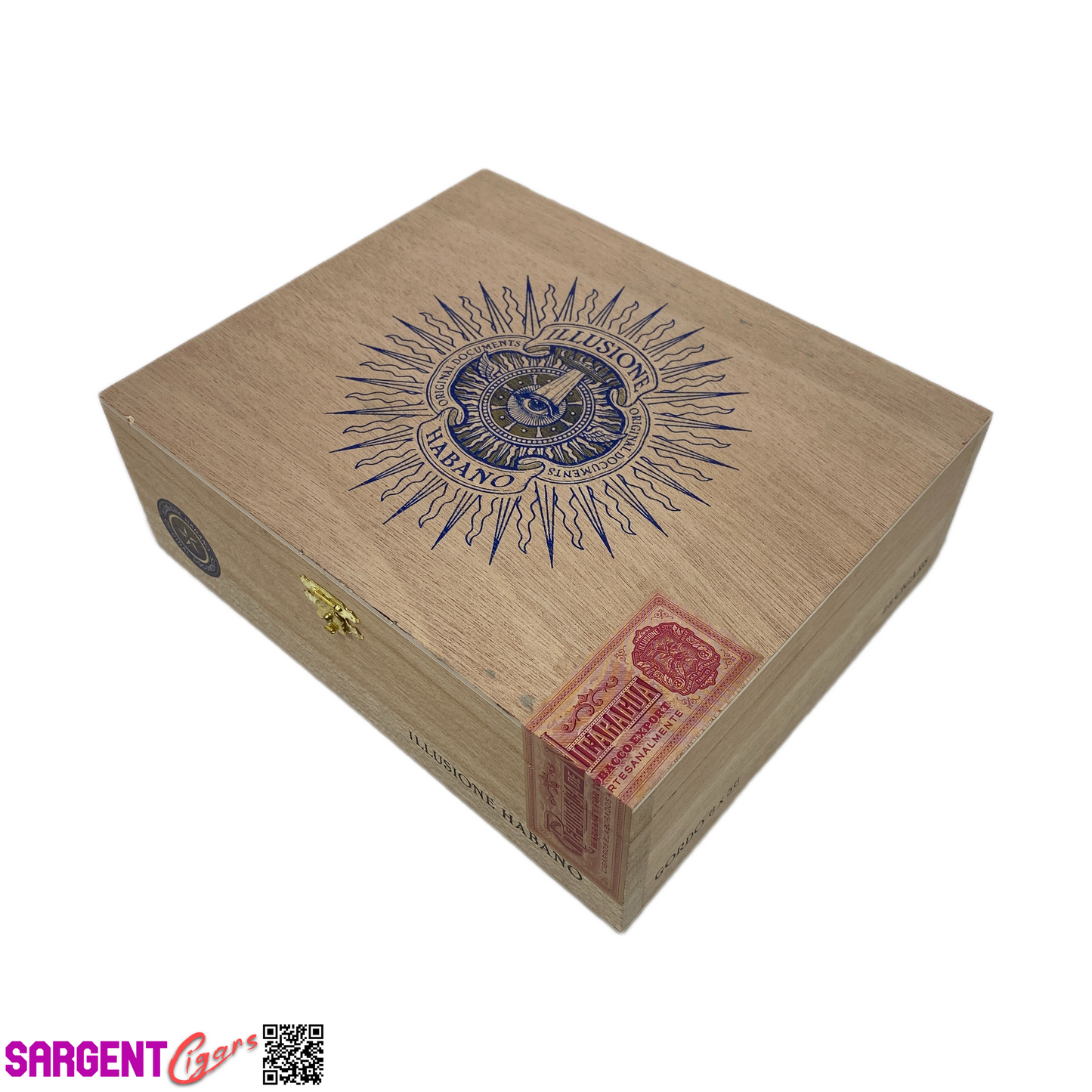Illusione Gordo Empty Wooden Cigar Box 8.75x7.25x3