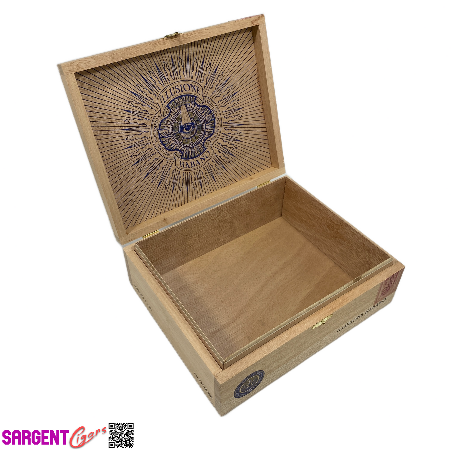 Illusione Gordo Empty Wooden Cigar Box 8.75x7.25x3