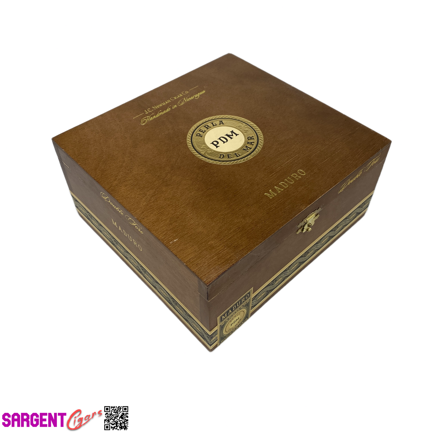 Perla Del Mar Maduro Double Toro Empty Wooden Cigar Box 7.5x7.25x3.5