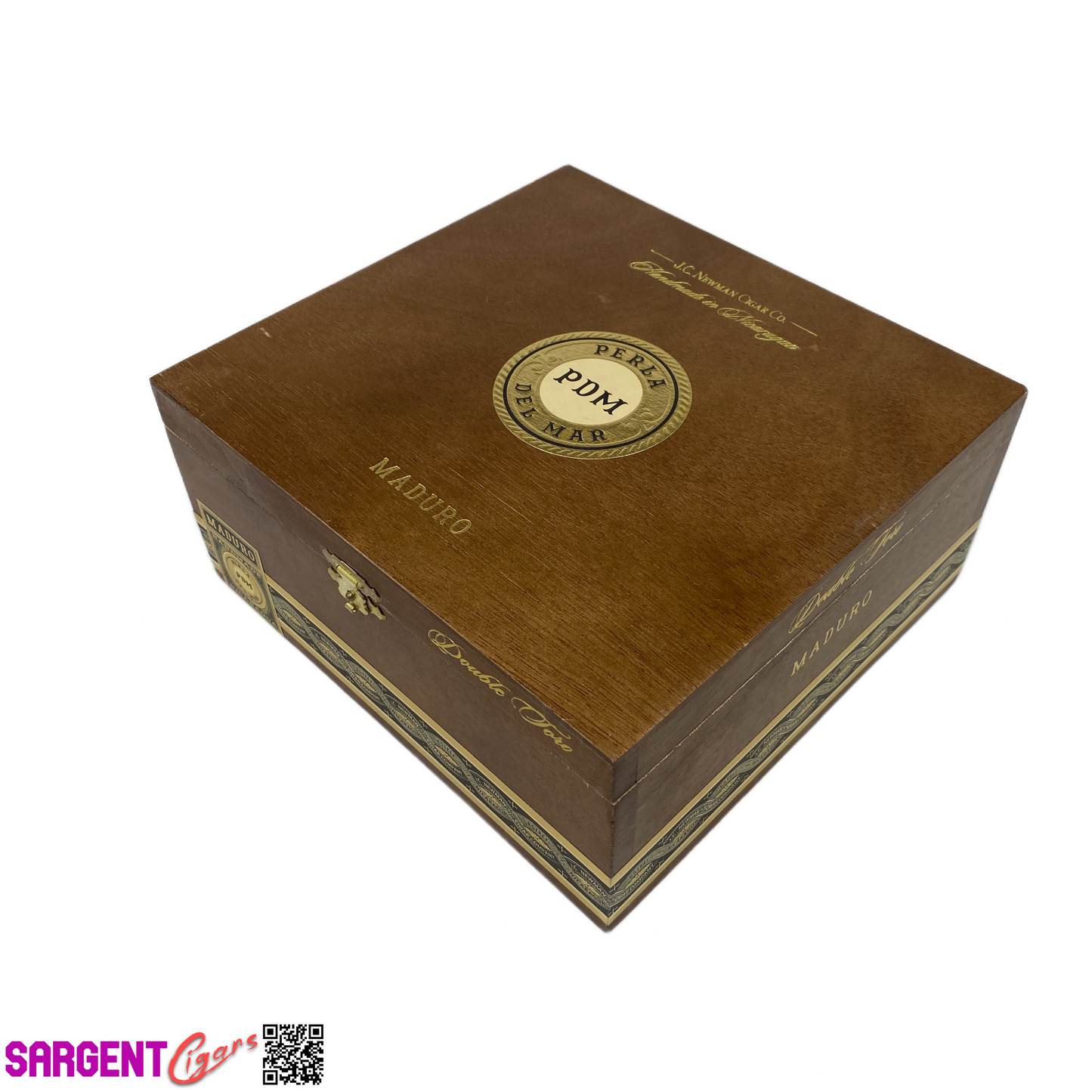 Perla Del Mar Maduro Double Toro Empty Wooden Cigar Box 7.5x7.25x3.5