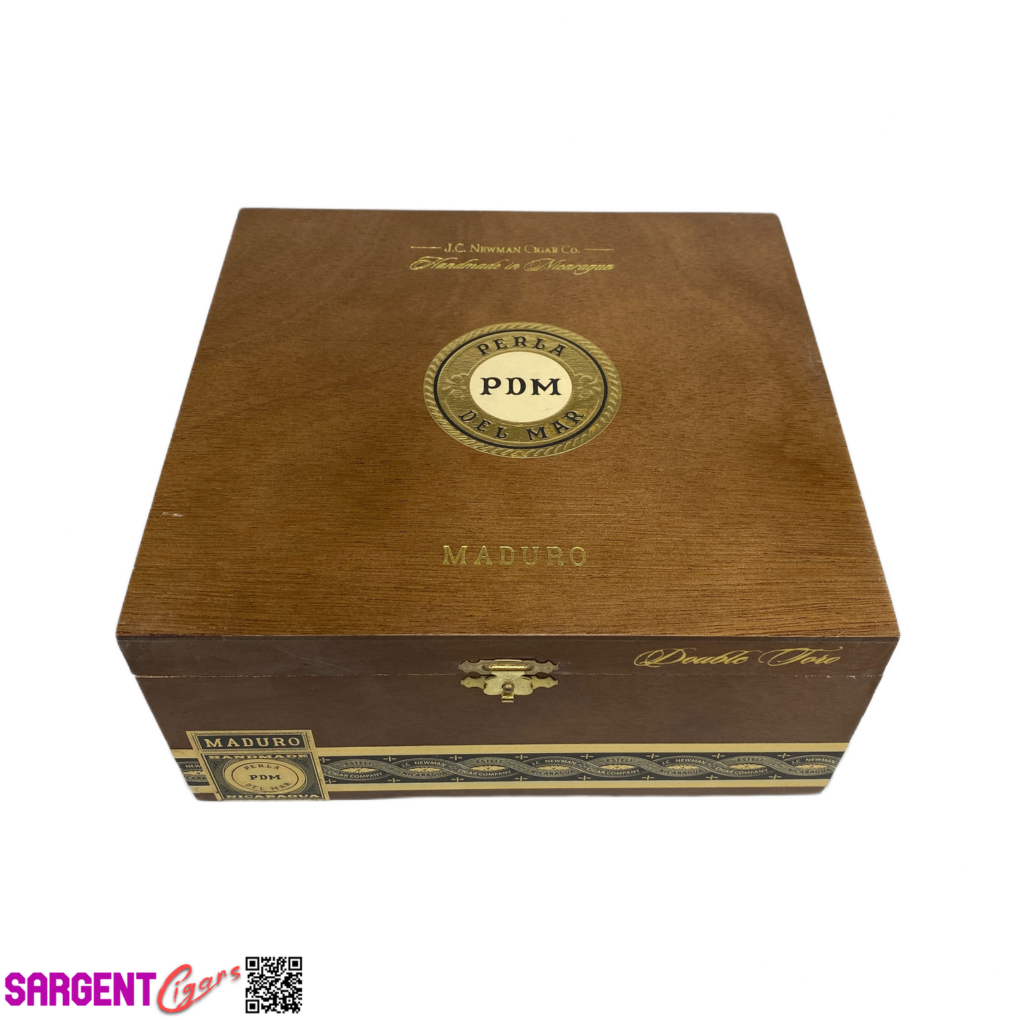 Perla Del Mar Maduro Double Toro Empty Wooden Cigar Box 7.5x7.25x3.5