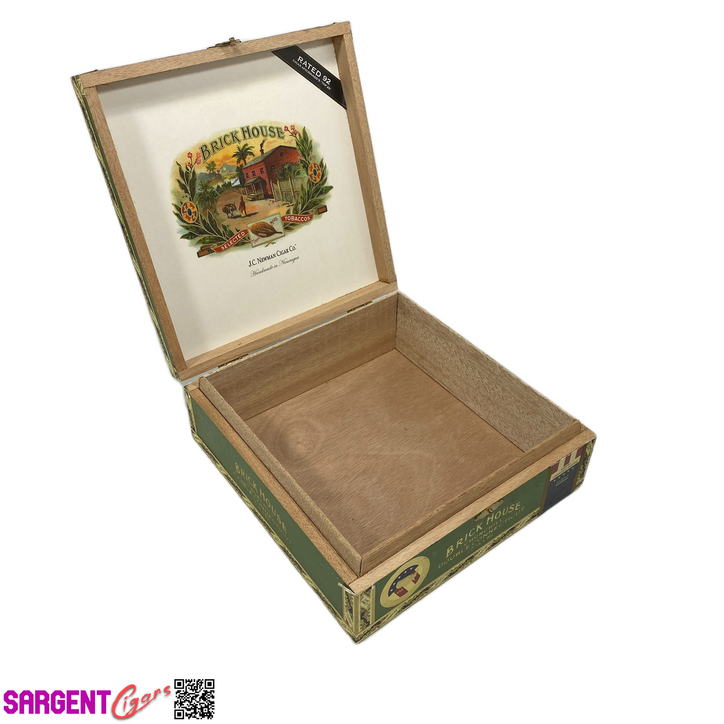 BrickHouse Connecticut Churchill Empty Wooden Cigar Box 8x8.5x2.75