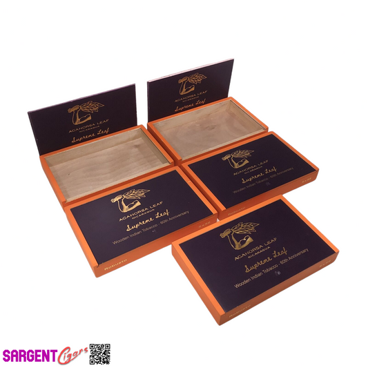 Lot of 5 Aganorsa Leaf Supreme Leaf Empty Wooden Cigar Boxes 9.5x6x1.25 #33