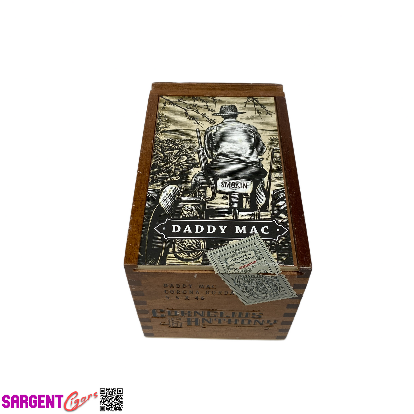 Cornelius And Anthony Daddy Mac Empty Wooden Cigar Box 4.25x6.75x4.25