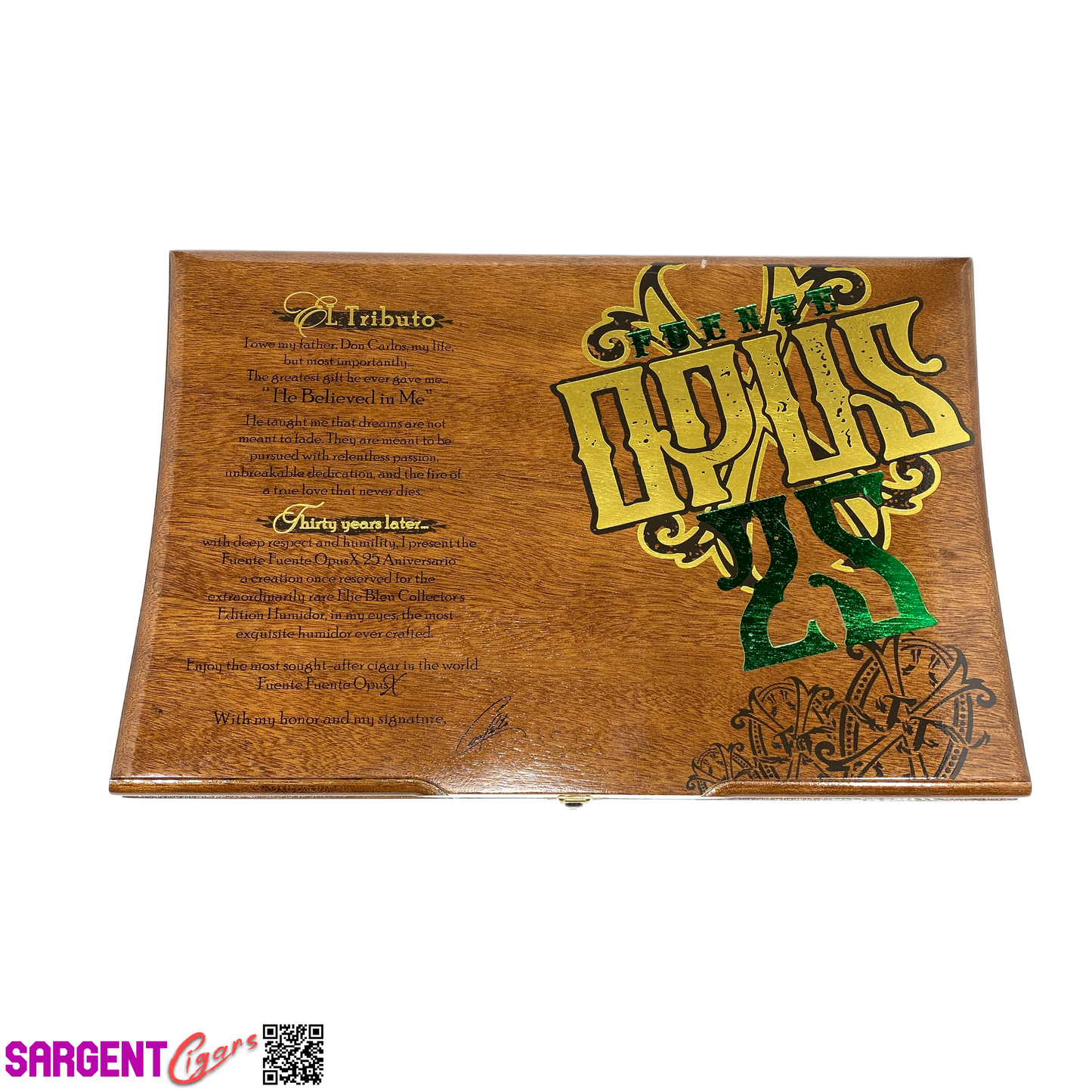 Arturo Fuente Opus X 30th El Tributo Empty Wooden Cigar Box 15x10x3