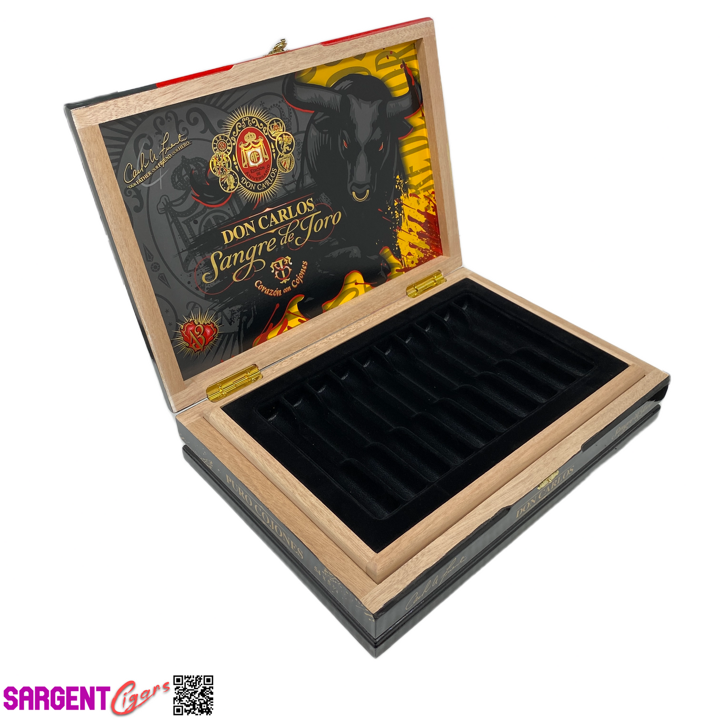 Arturo Fuente Don Carlos Cojones Sangre de Toro Empty Wooden Cigar Box 13.5x9.5x2.75