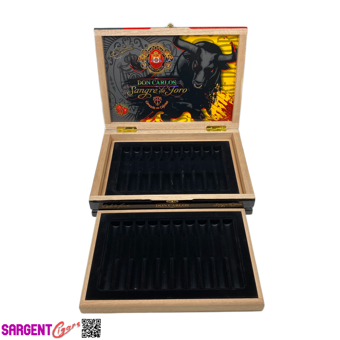 Arturo Fuente Don Carlos Cojones Sangre de Toro Empty Wooden Cigar Box 13.5x9.5x2.75