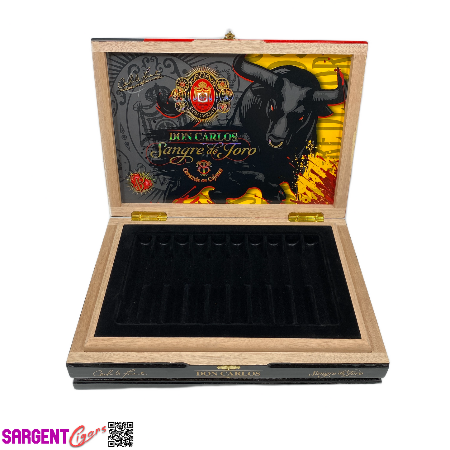 Arturo Fuente Don Carlos Cojones Sangre de Toro Empty Wooden Cigar Box 13.5x9.5x2.75