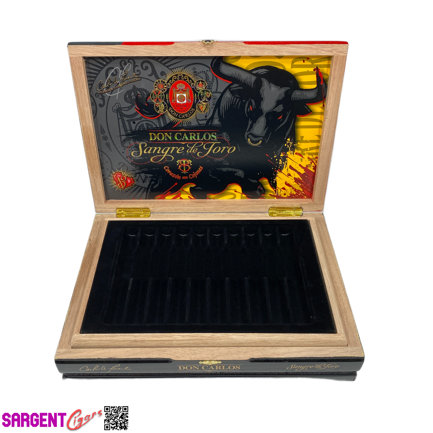 Arturo Fuente Don Carlos Bestia Sangre de Toro Empty Wooden Cigar Box 13.5x9.5x2.75