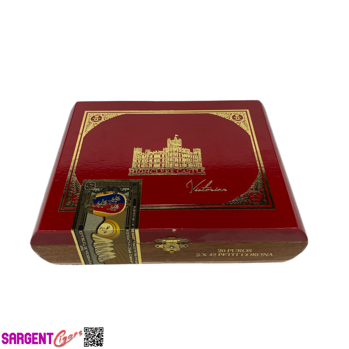 Highclere Castle Red Corona Empty Wooden Cigar Box 8.25x6.25x2 (1)