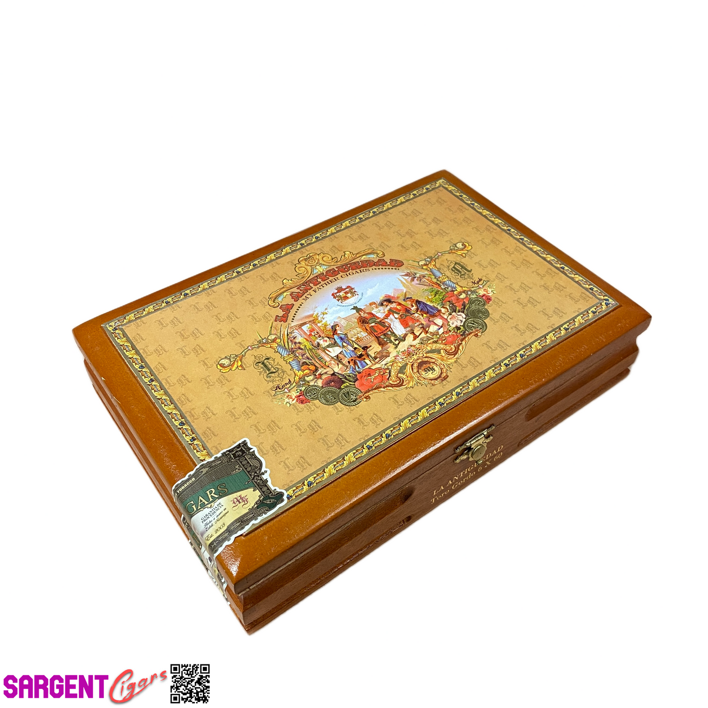 My Father Cigars La Antiguedad Toro Gordo Empty Wooden Cigar Box 10.5x7x2.25
