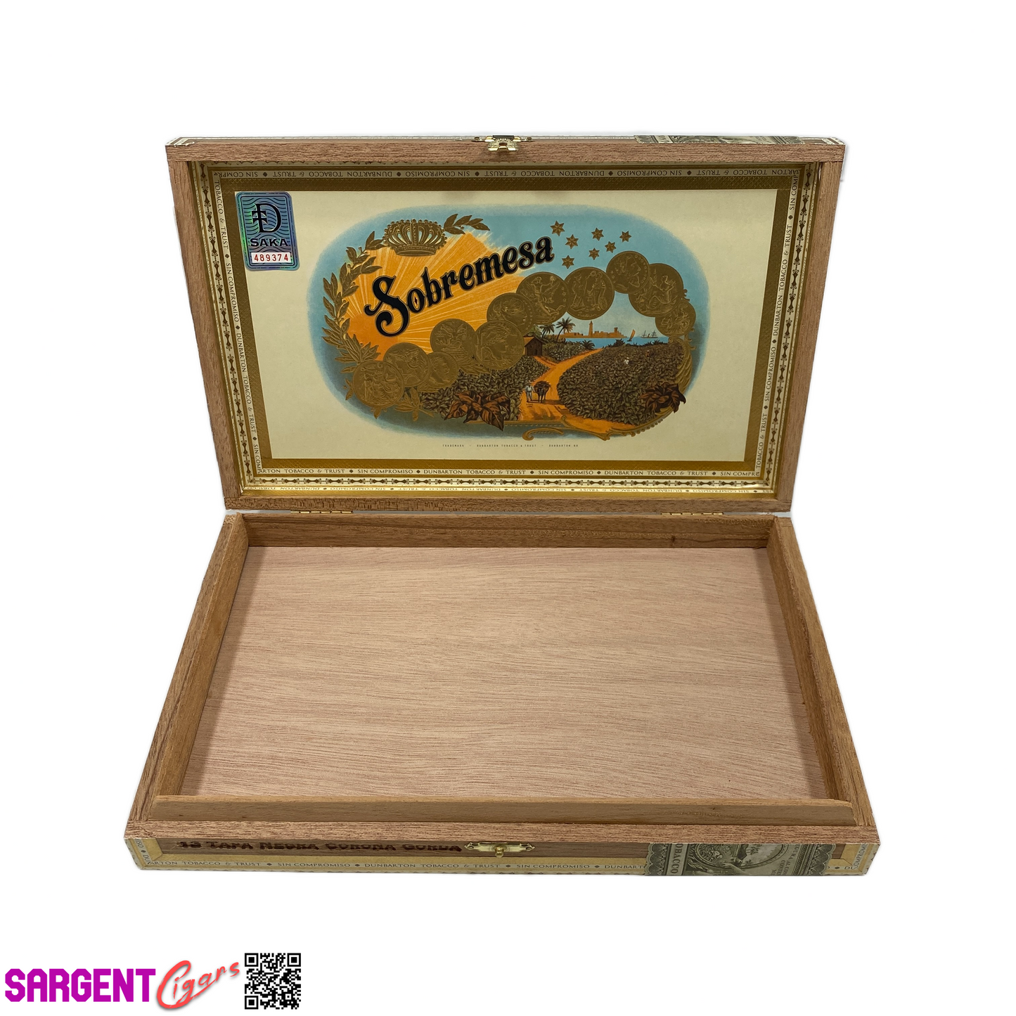 Dunbarton Sobremesa Tapa Corona Gorda Empty Wooden Cigar Box 10.75x6.75x1.5