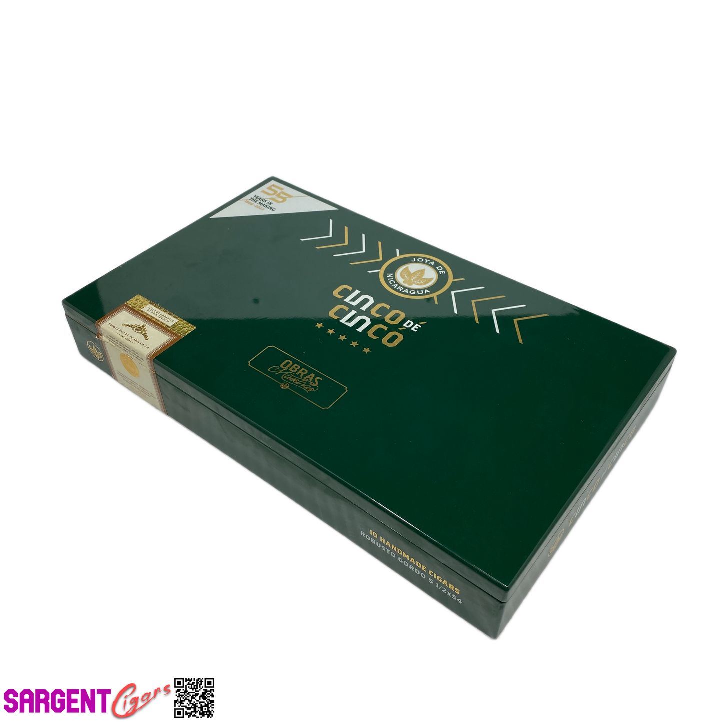 Joya De Nicaragua Cinco de Cinco Robusto Gordo Empty Wooden Cigar Box 10.5x6.5x1.5