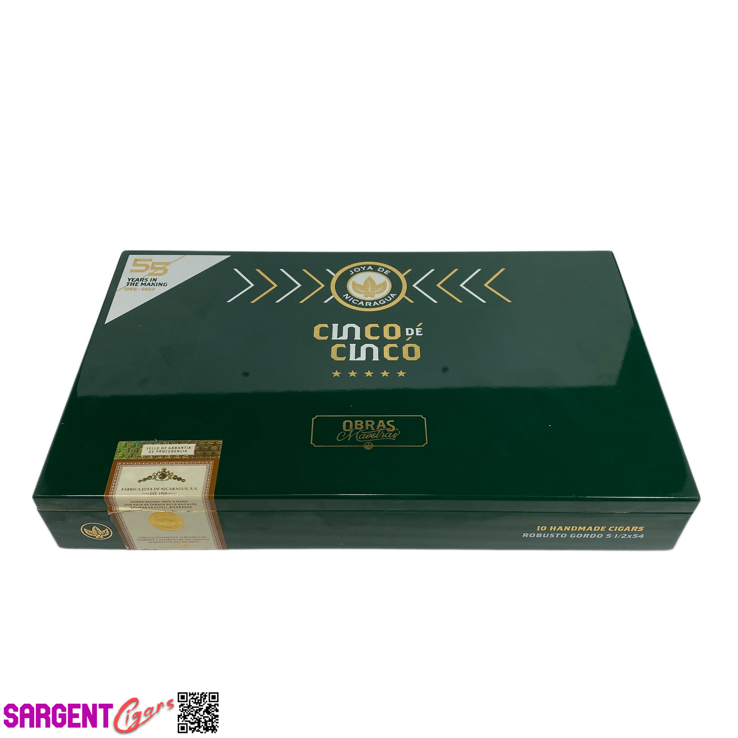 Joya De Nicaragua Cinco de Cinco Robusto Gordo Empty Wooden Cigar Box 10.5x6.5x1.5