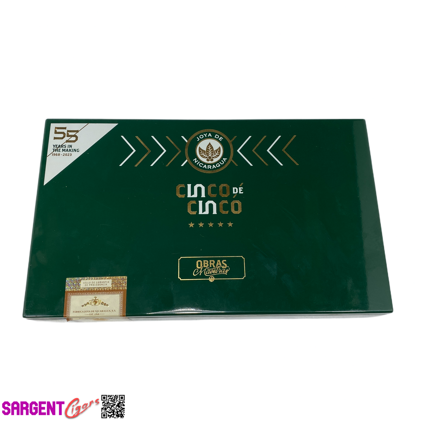 Joya De Nicaragua Cinco de Cinco Robusto Gordo Empty Wooden Cigar Box 10.5x6.5x1.5