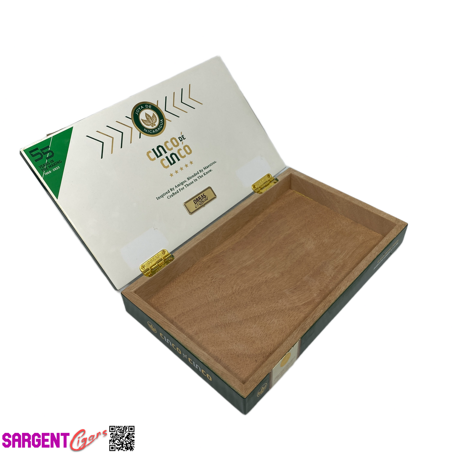 Joya De Nicaragua Cinco de Cinco Robusto Gordo Empty Wooden Cigar Box 10.5x6.5x1.5
