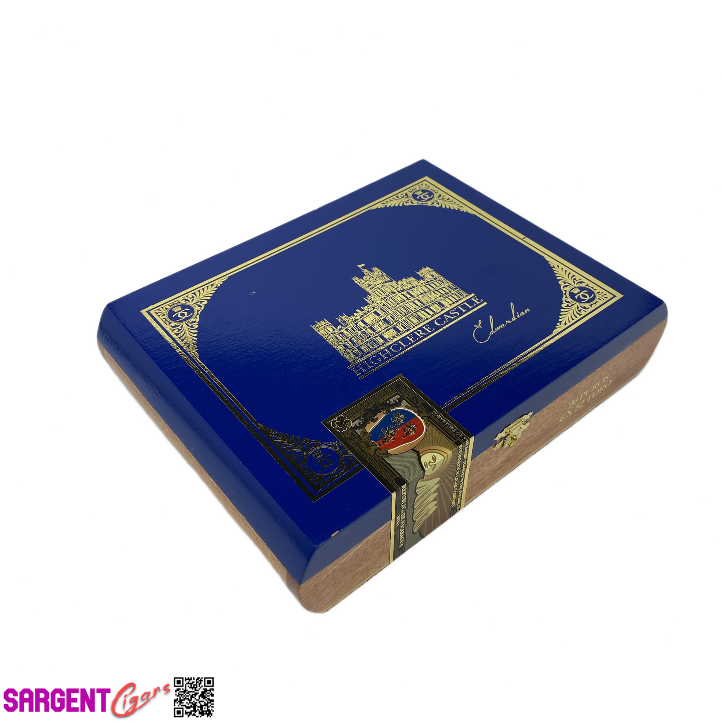 Highclere Castle Blue Toro Empty Wooden Cigar Box 9.75x7.25x2.25