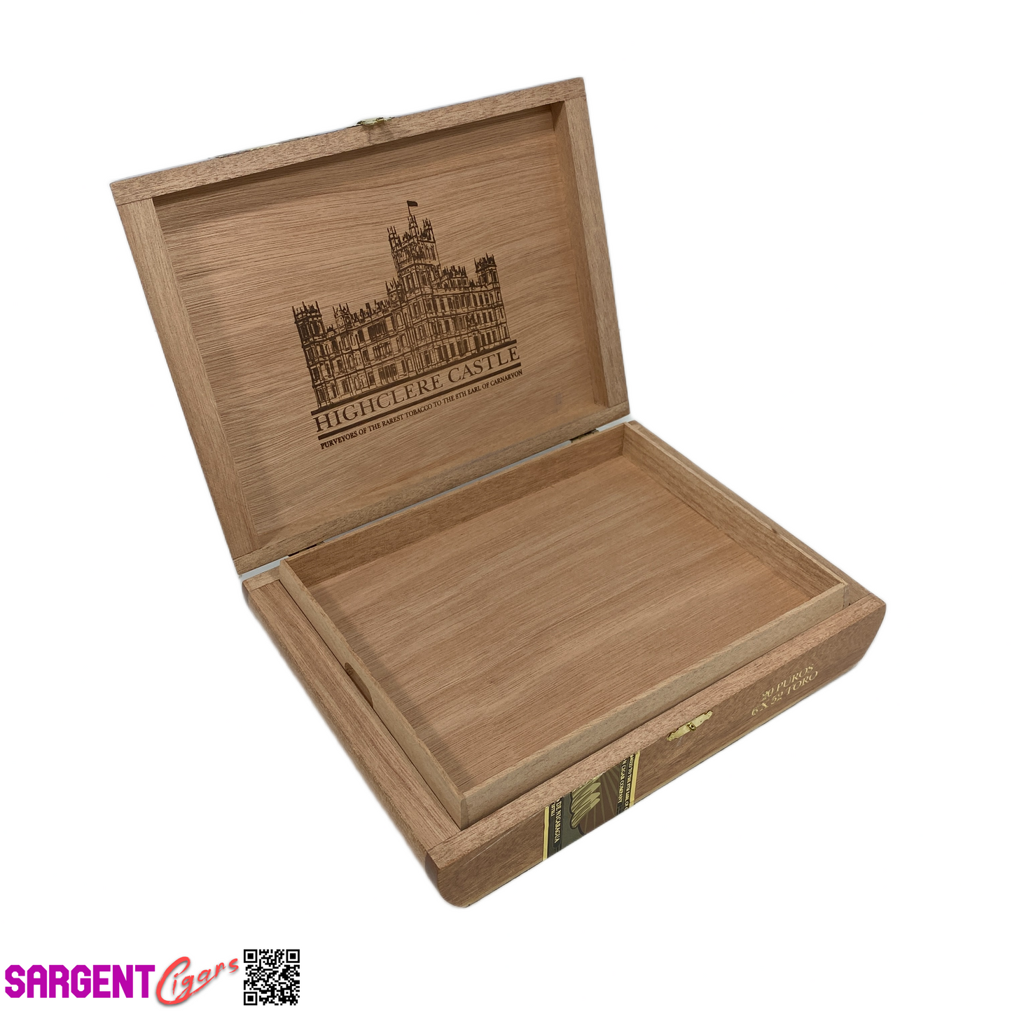 Highclere Castle Blue Toro Empty Wooden Cigar Box 9.75x7.25x2.25