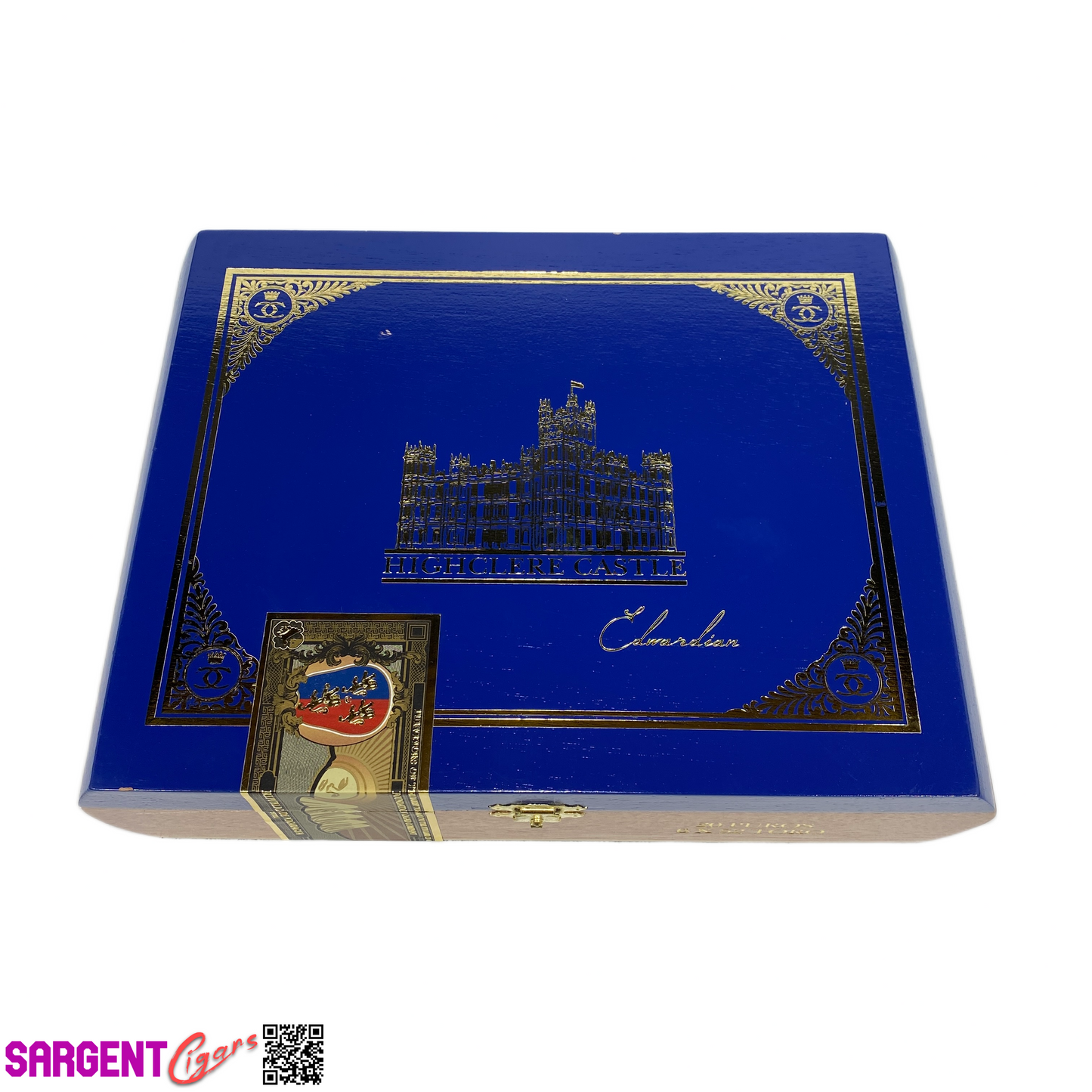 Highclere Castle Blue Toro Empty Wooden Cigar Box 9.75x7.25x2.25