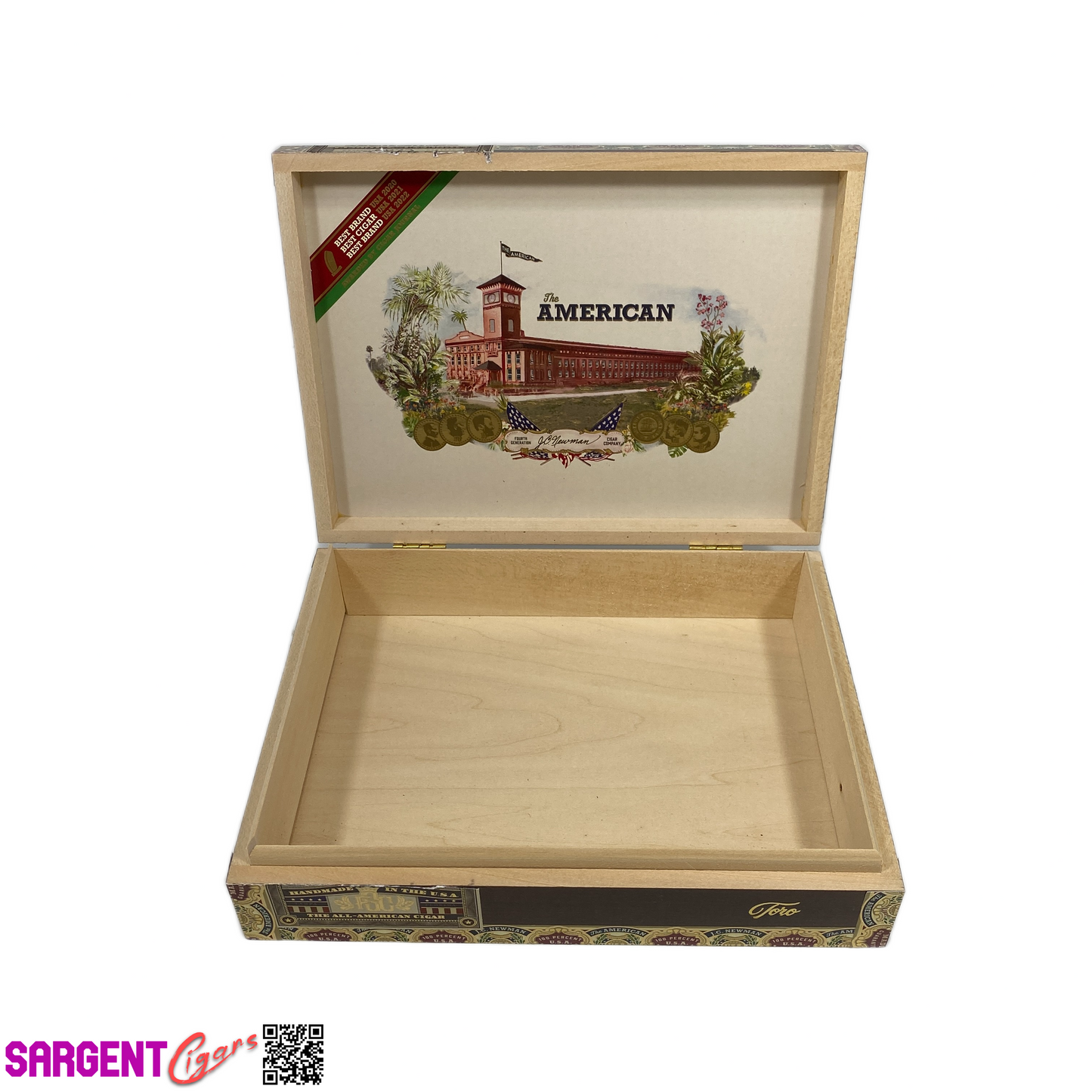 JC Newman The American Toro Empty Wooden Cigar Box 9.5x7x2.25