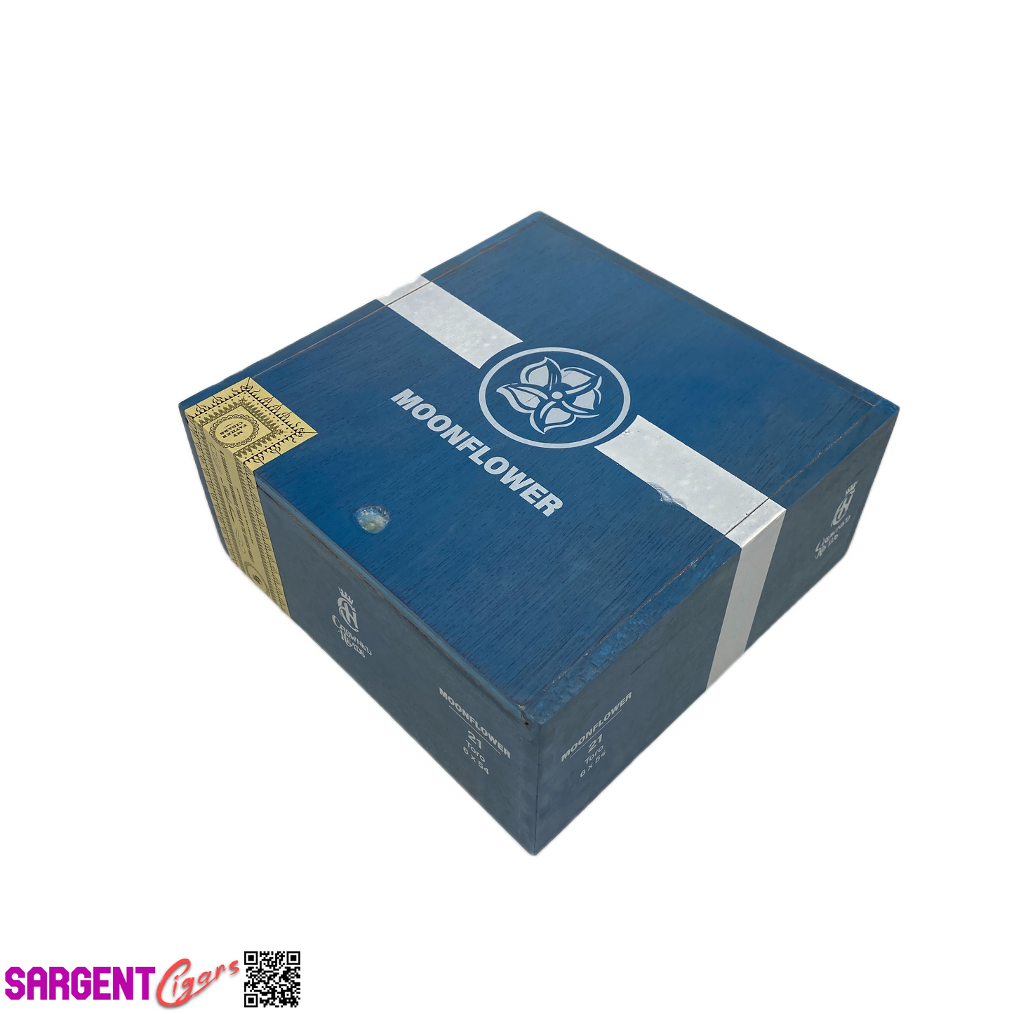 Crowned Heads Moonflower Toro Empty Wooden Cigar Box 6.5x6.75x3