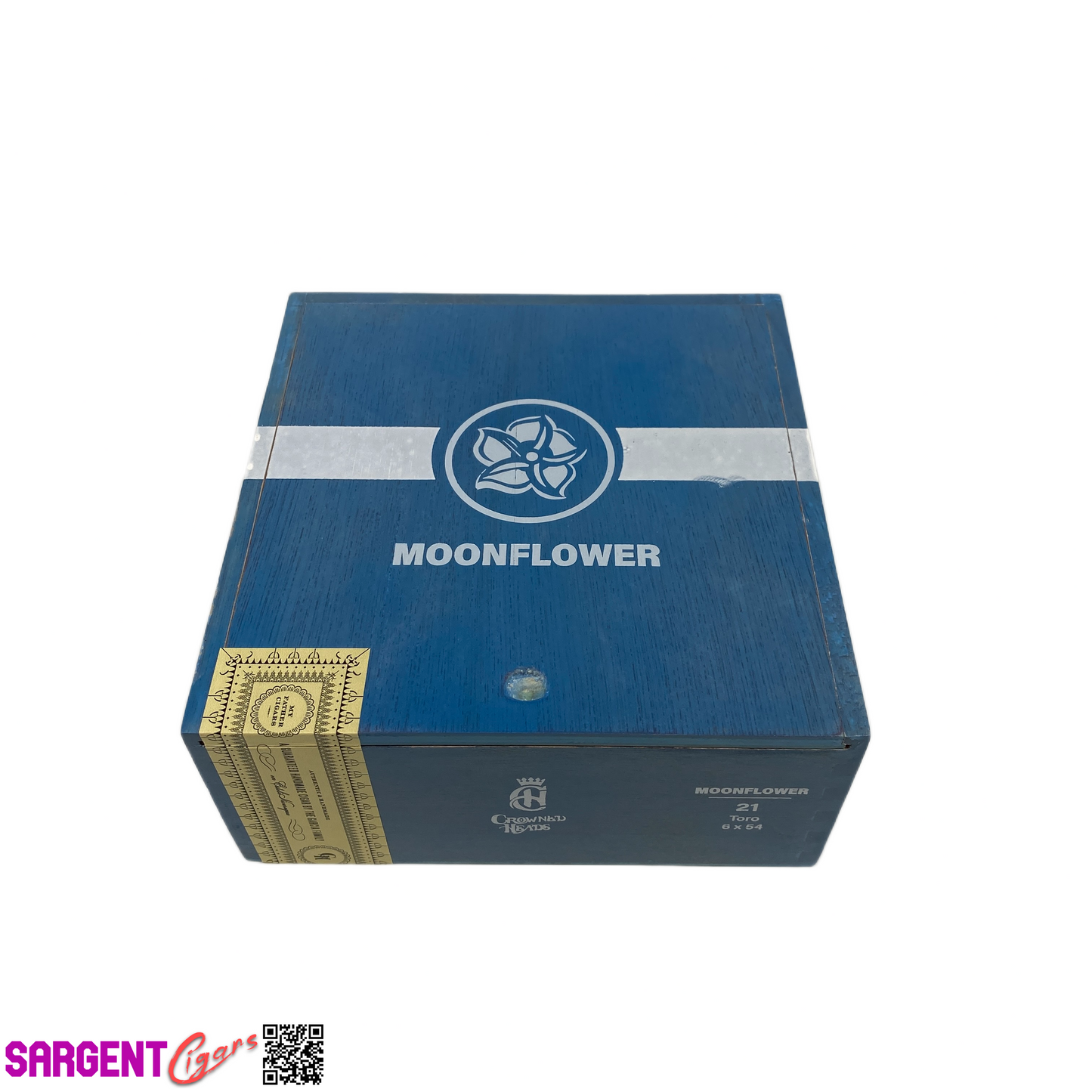 Crowned Heads Moonflower Toro Empty Wooden Cigar Box 6.5x6.75x3