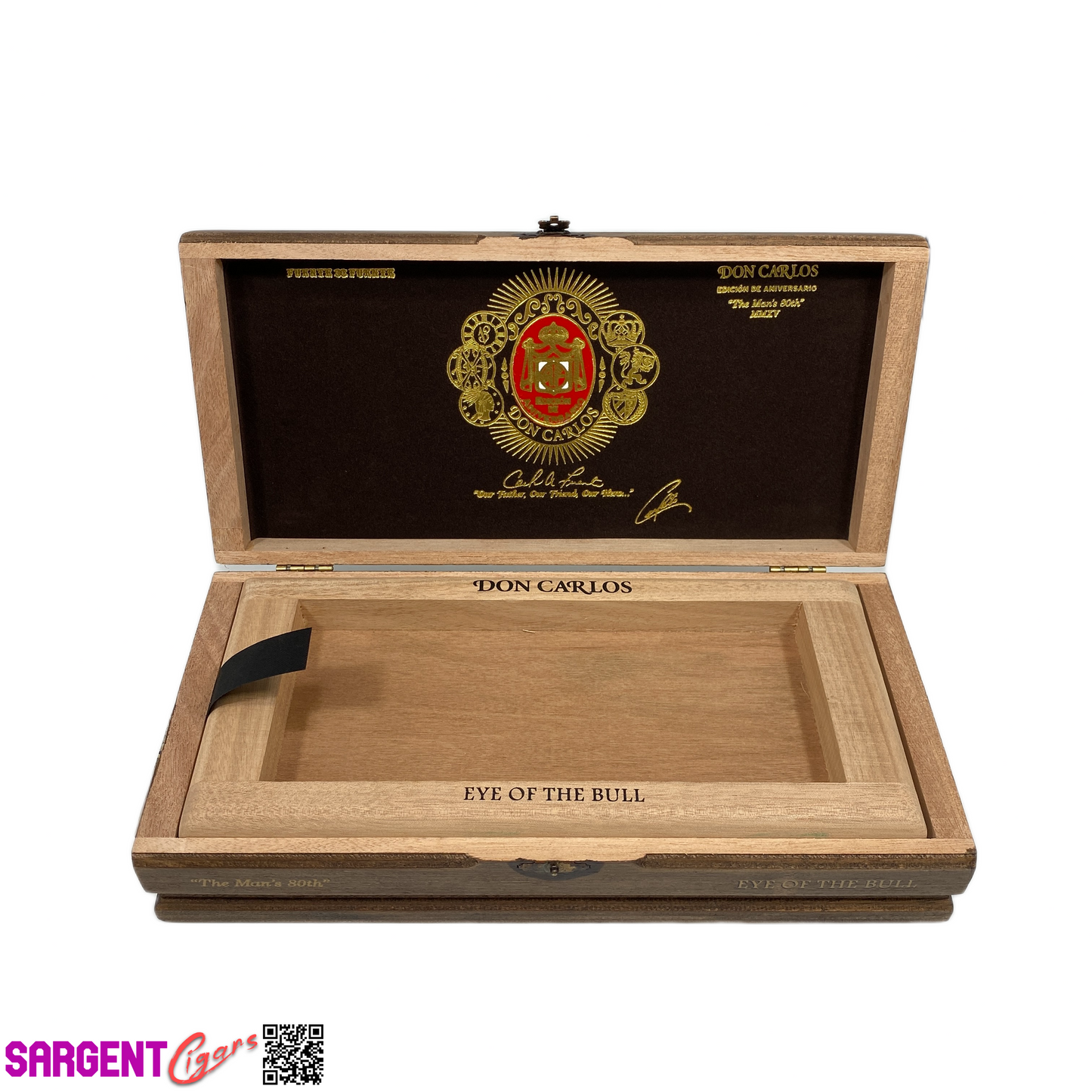 Arturo Fuente Don Carlos Eye of the Bull Empty Wooden Cigar Box 12x5.75x2.75