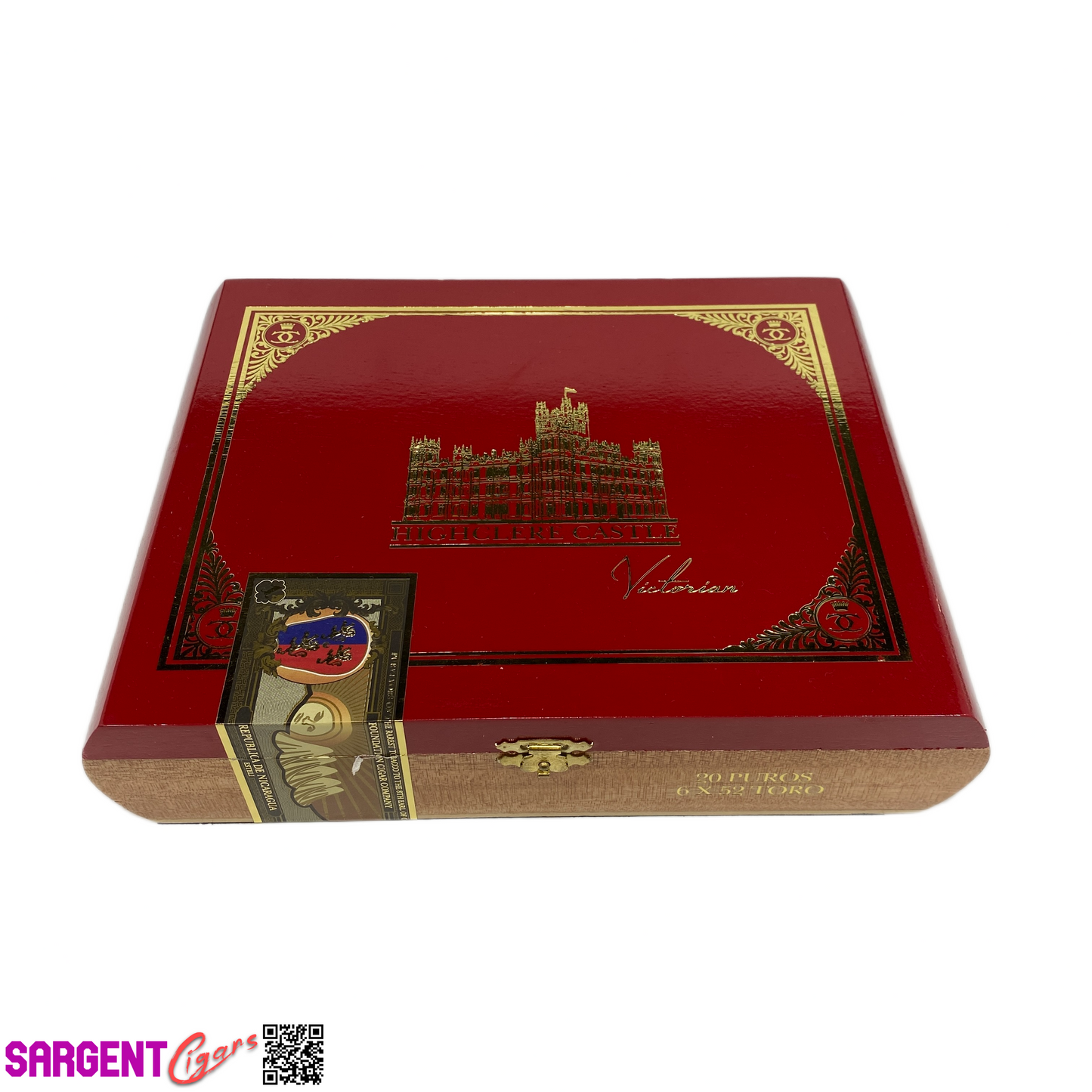 Highclere Castle Red Toro Empty Wooden Cigar Box 9.75x7.25x2.25 (1)