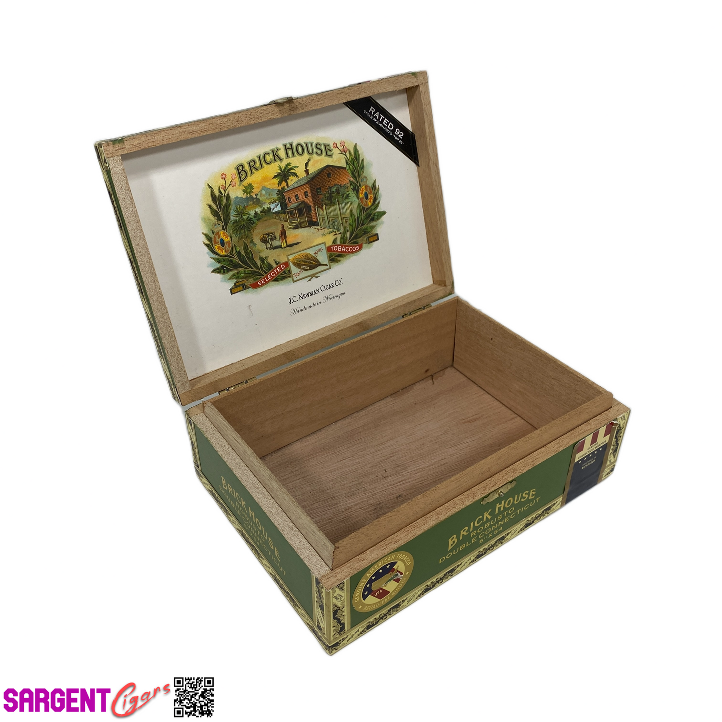 BrickHouse Connecticut Robusto Empty Wooden Cigar Box 8.5x6x3