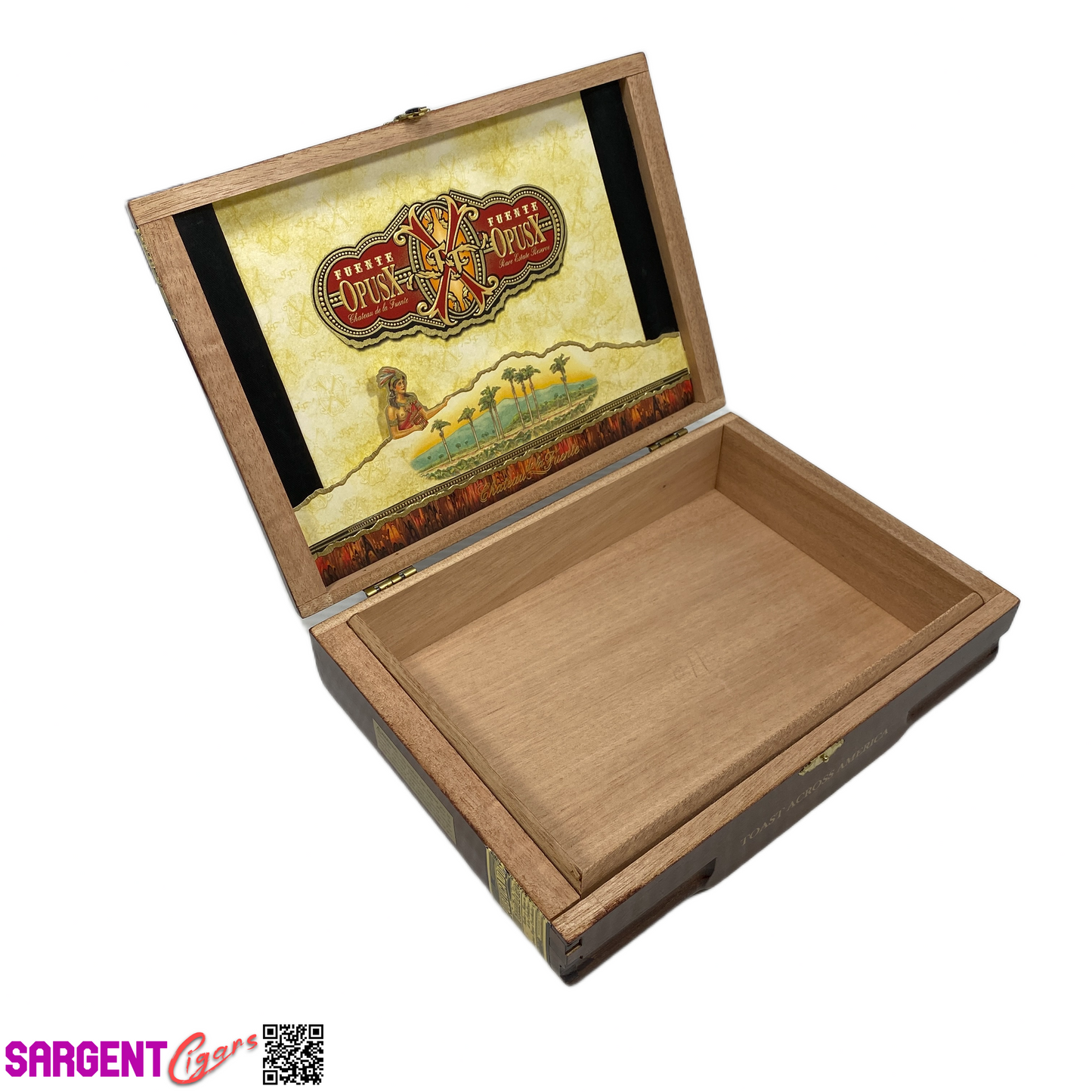 Arturo Fuente Opus X Toast Across America Empty Wooden Cigar Box 10x7x2.5