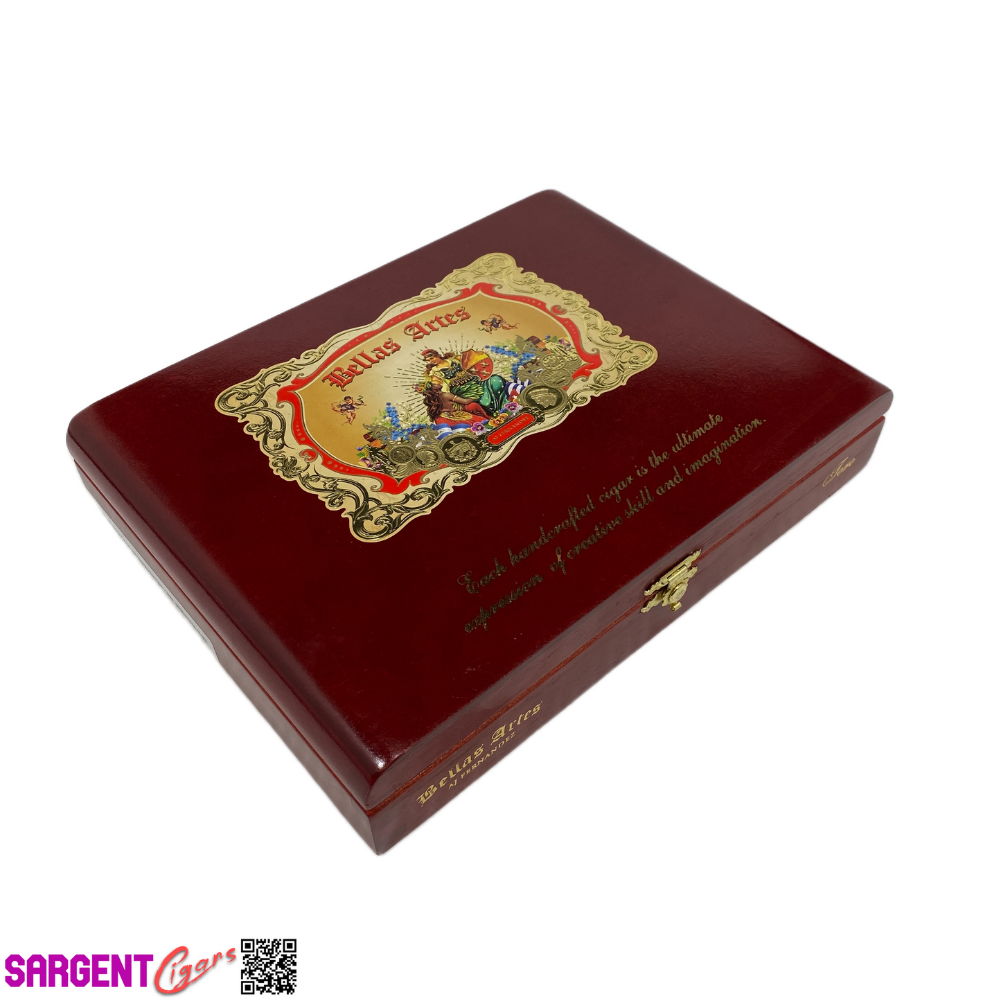 Aj Fernandez Bellas Artes Red Toro Empty Wooden Cigar Box 9.5x7x1.75