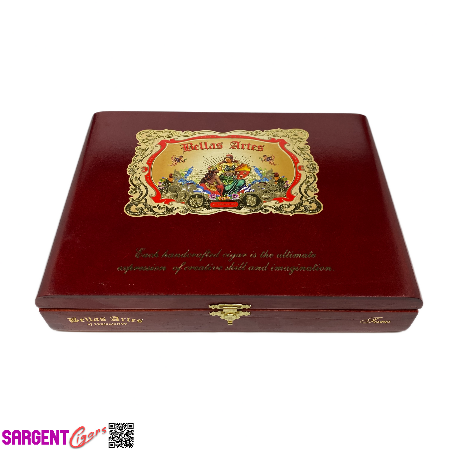 Aj Fernandez Bellas Artes Red Toro Empty Wooden Cigar Box 9.5x7x1.75