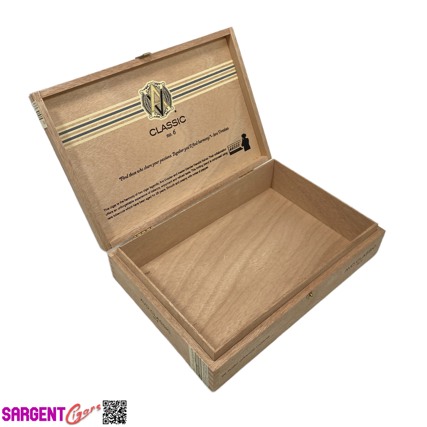 Avo Classic No6 Empty Wooden Cigar Box 10.25x7x2.25