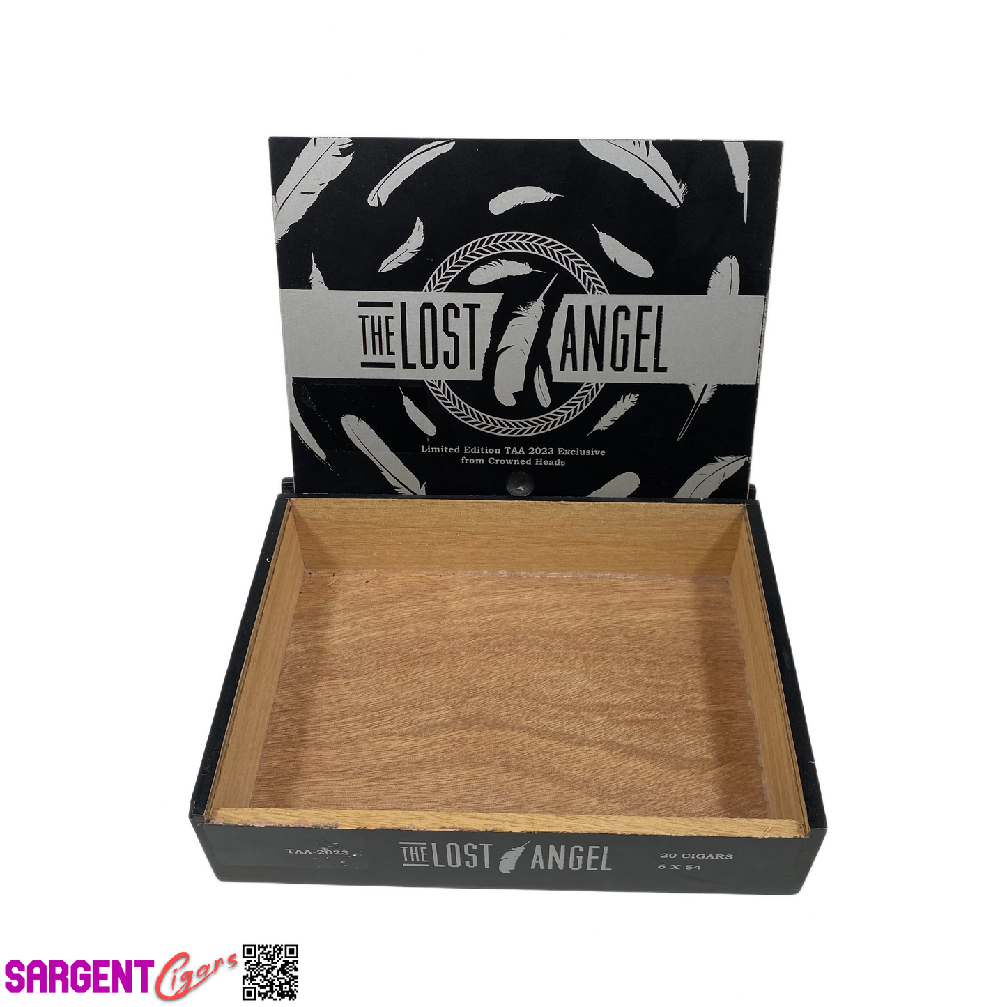 Crowned Heads Lost Angel Empty Wooden Cigar Box 9x7x2