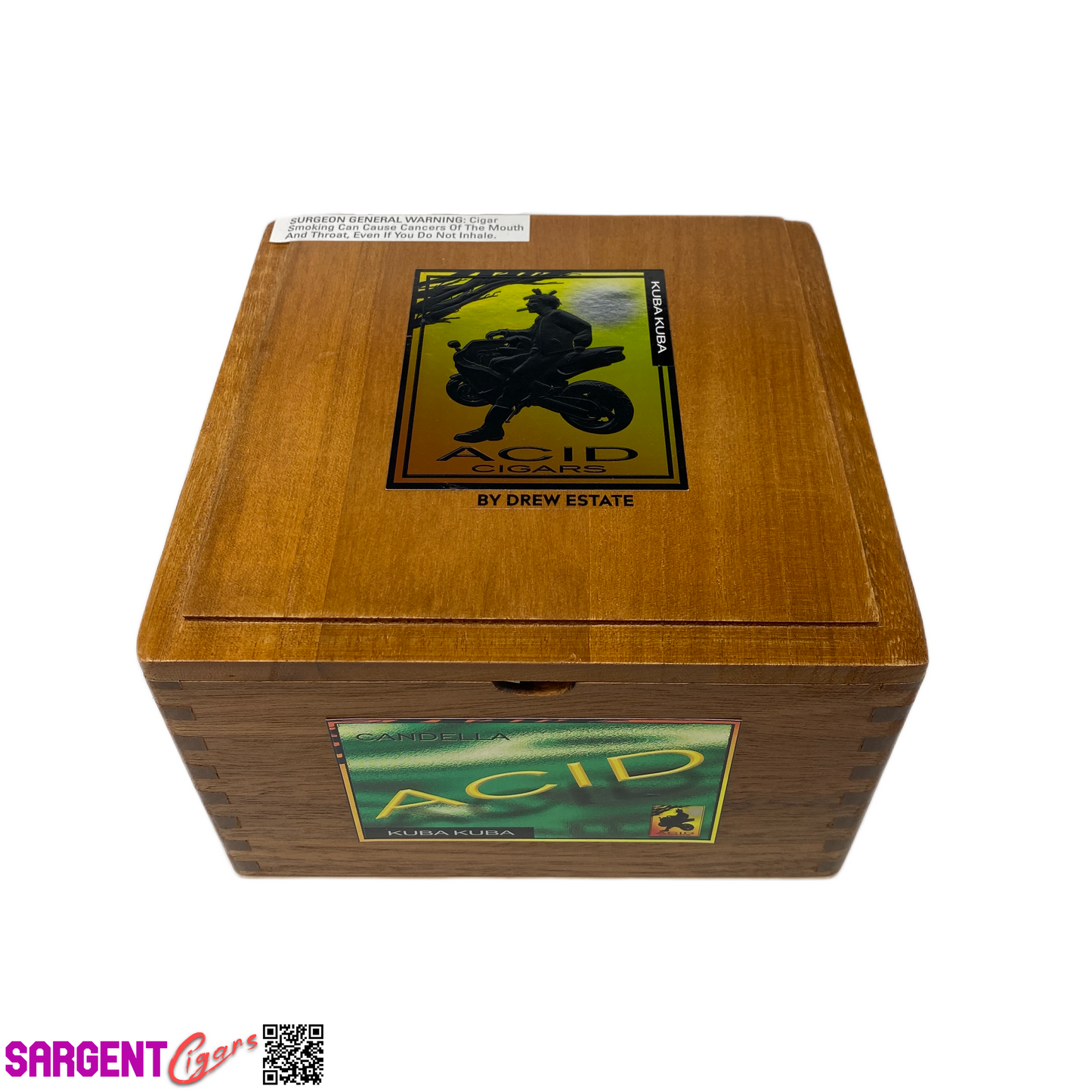 Acid Candella Kuba Kuba Empty Wooden Cigar Box 7.25x7.25x4.5