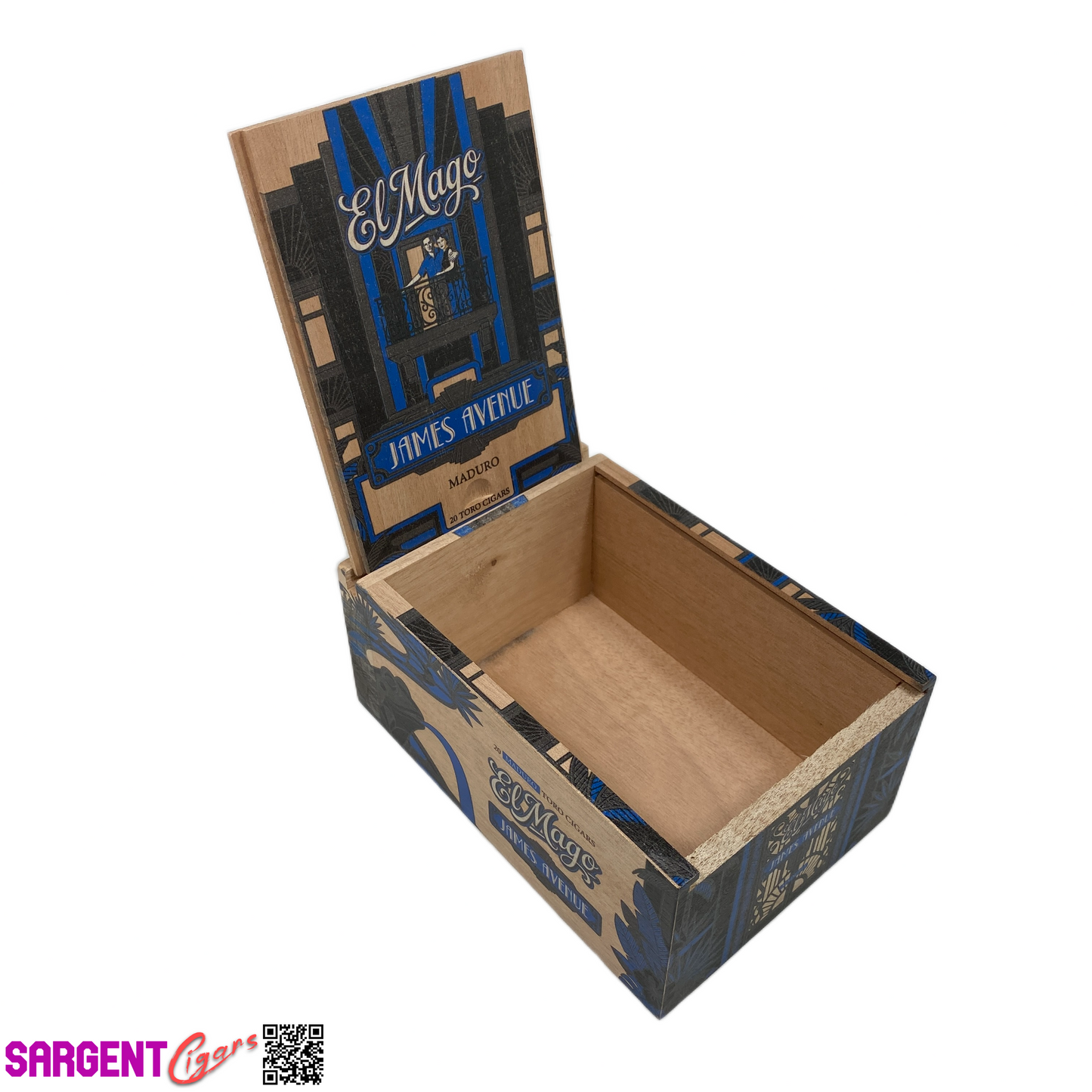 El Mago James Avenue Maduro Toro Empty Wooden Cigar Box 5x7.5x3.25