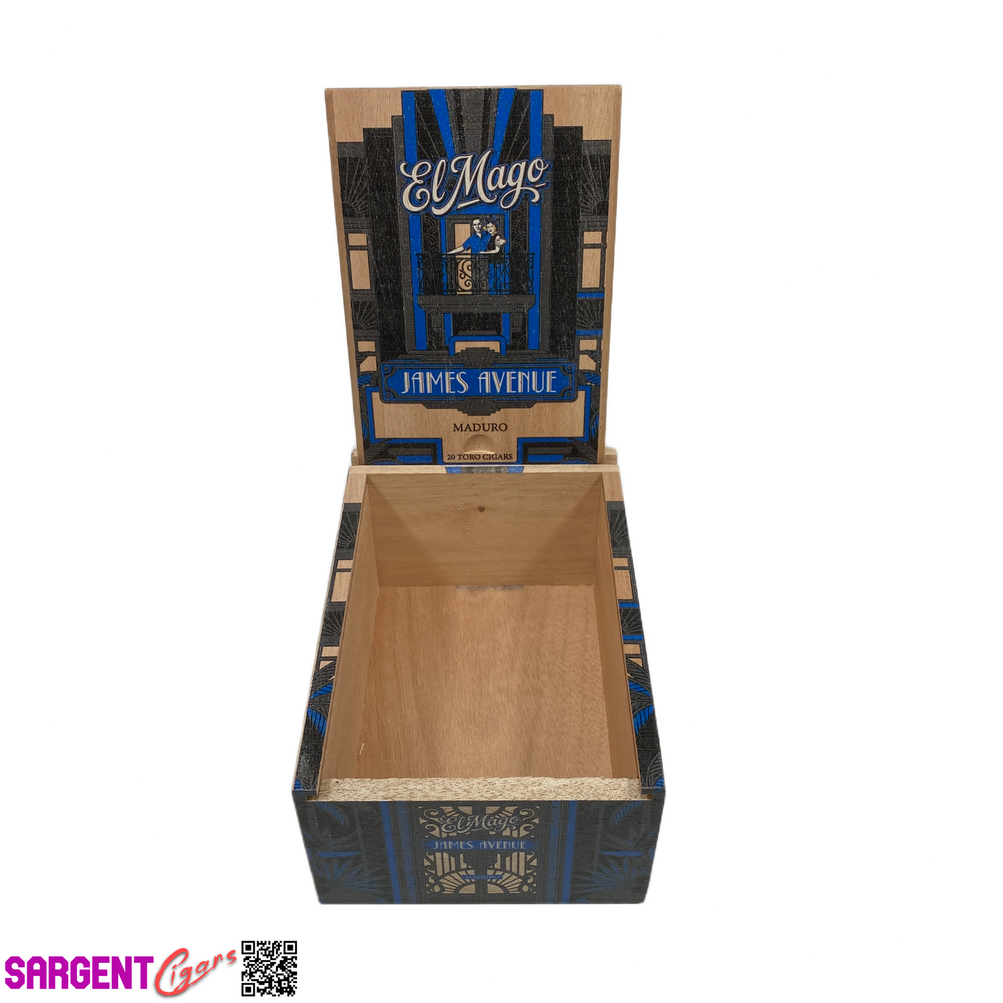 El Mago James Avenue Maduro Toro Empty Wooden Cigar Box 5x7.5x3.25