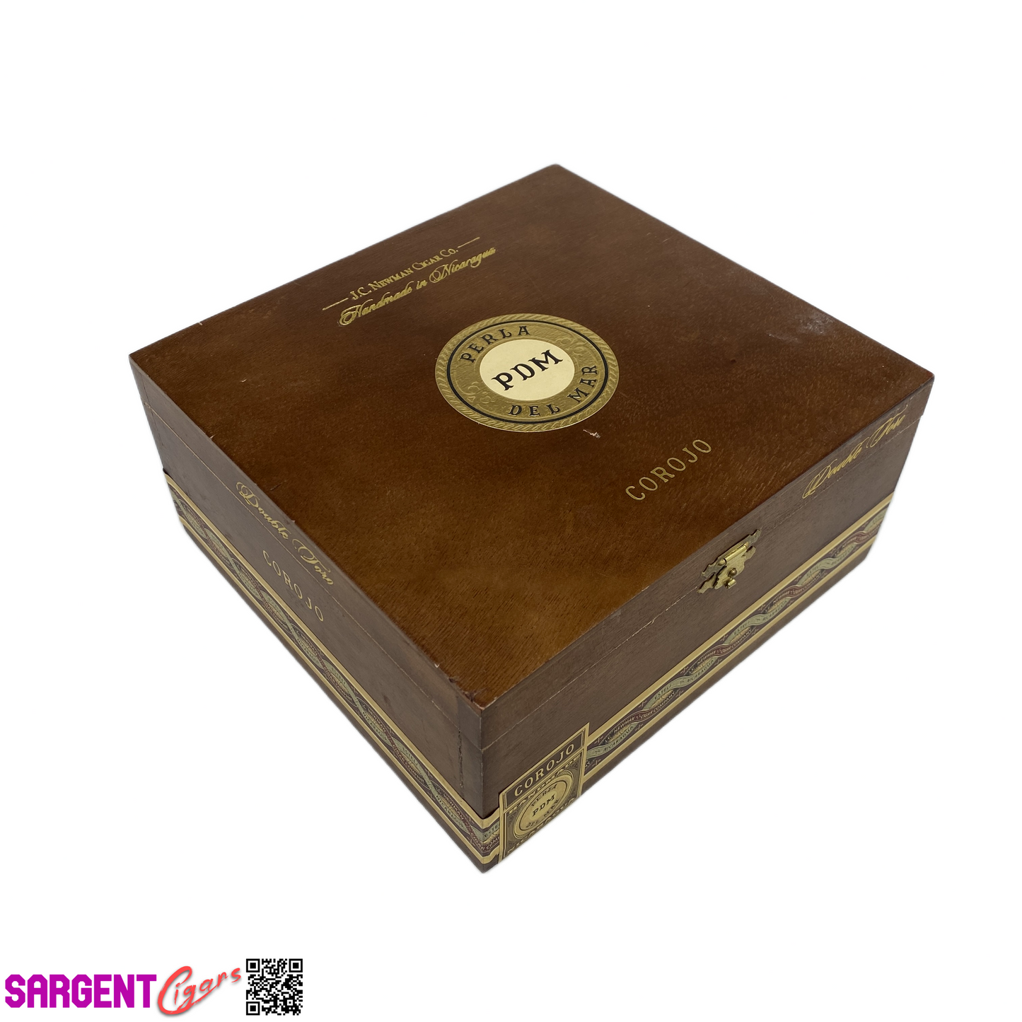 Perla Del Mar Corojo Double Toro Empty Wooden Cigar Box 7.5x7.25x3.5