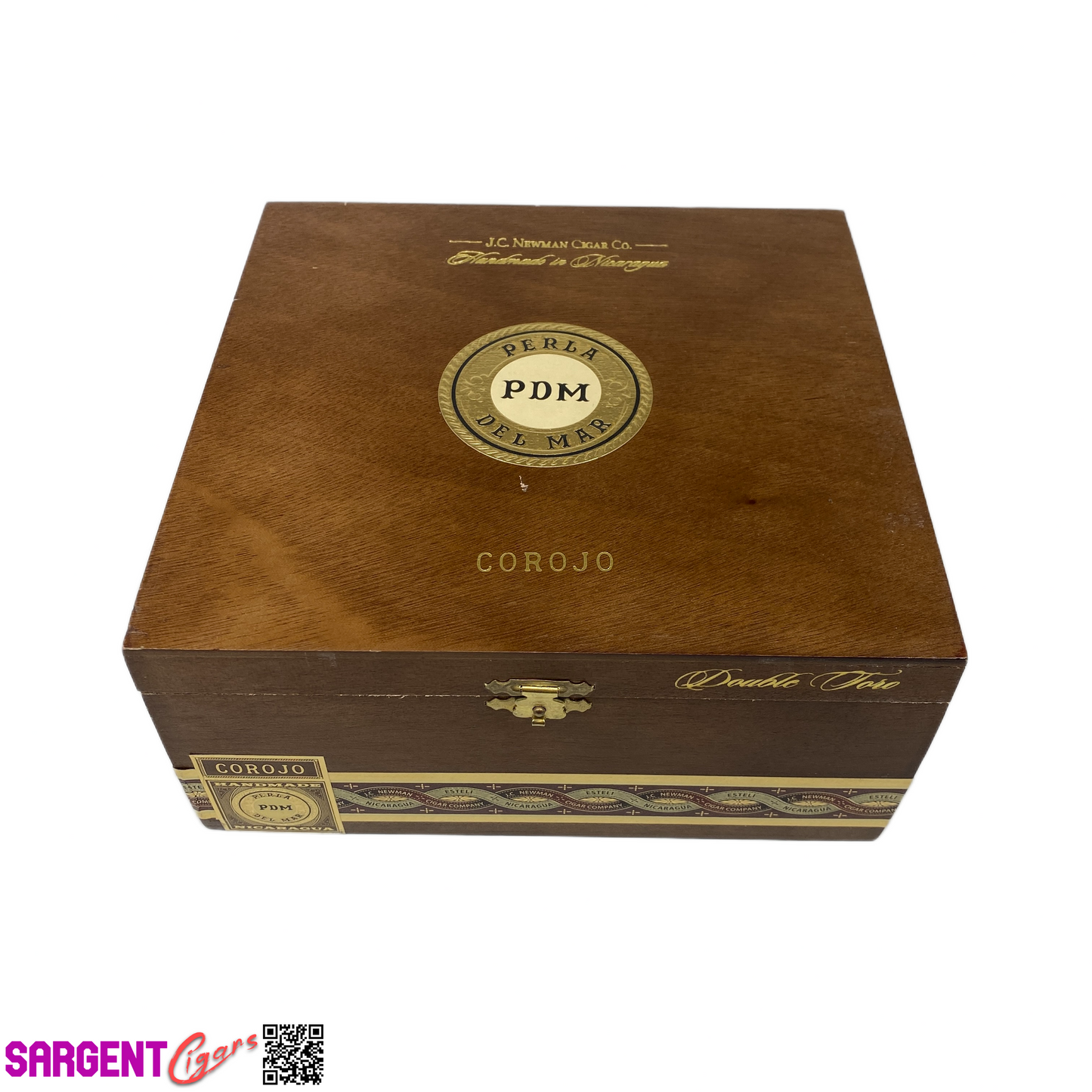 Perla Del Mar Corojo Double Toro Empty Wooden Cigar Box 7.5x7.25x3.5