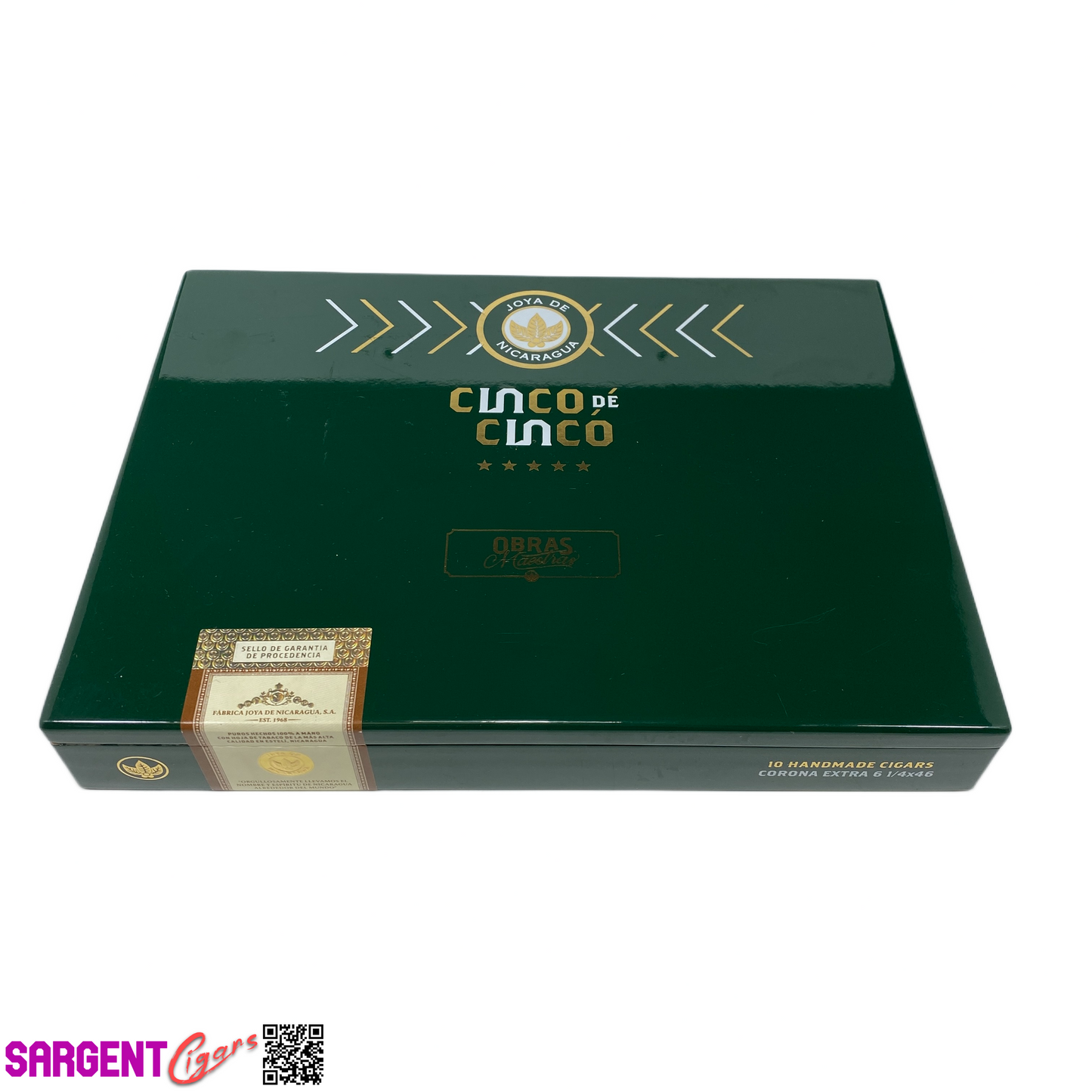 Joya De Nicaragua Cinco de Cinco Corona Extra Empty Wooden Cigar Box 9.75x7.25x1.5