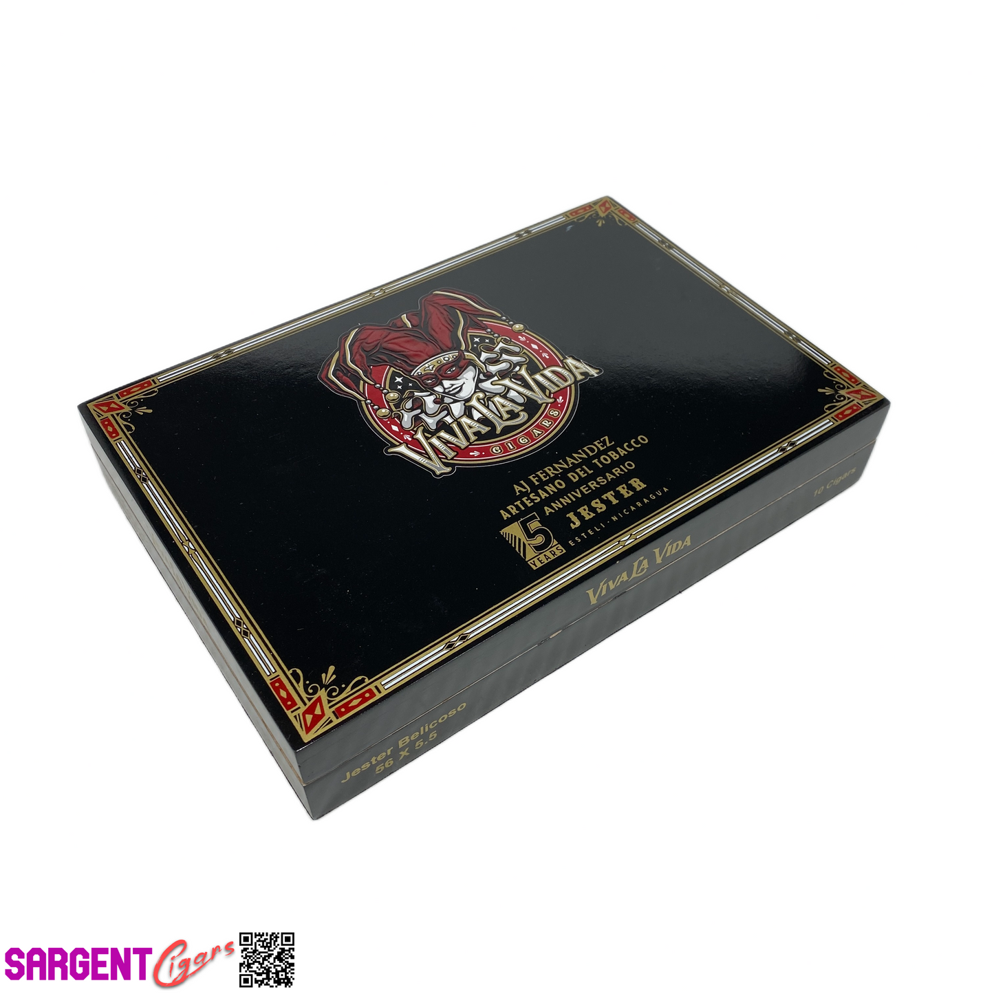 Viva La Vida Jester Belicoso Empty Wooden Cigar Box 10x6.5x1.75